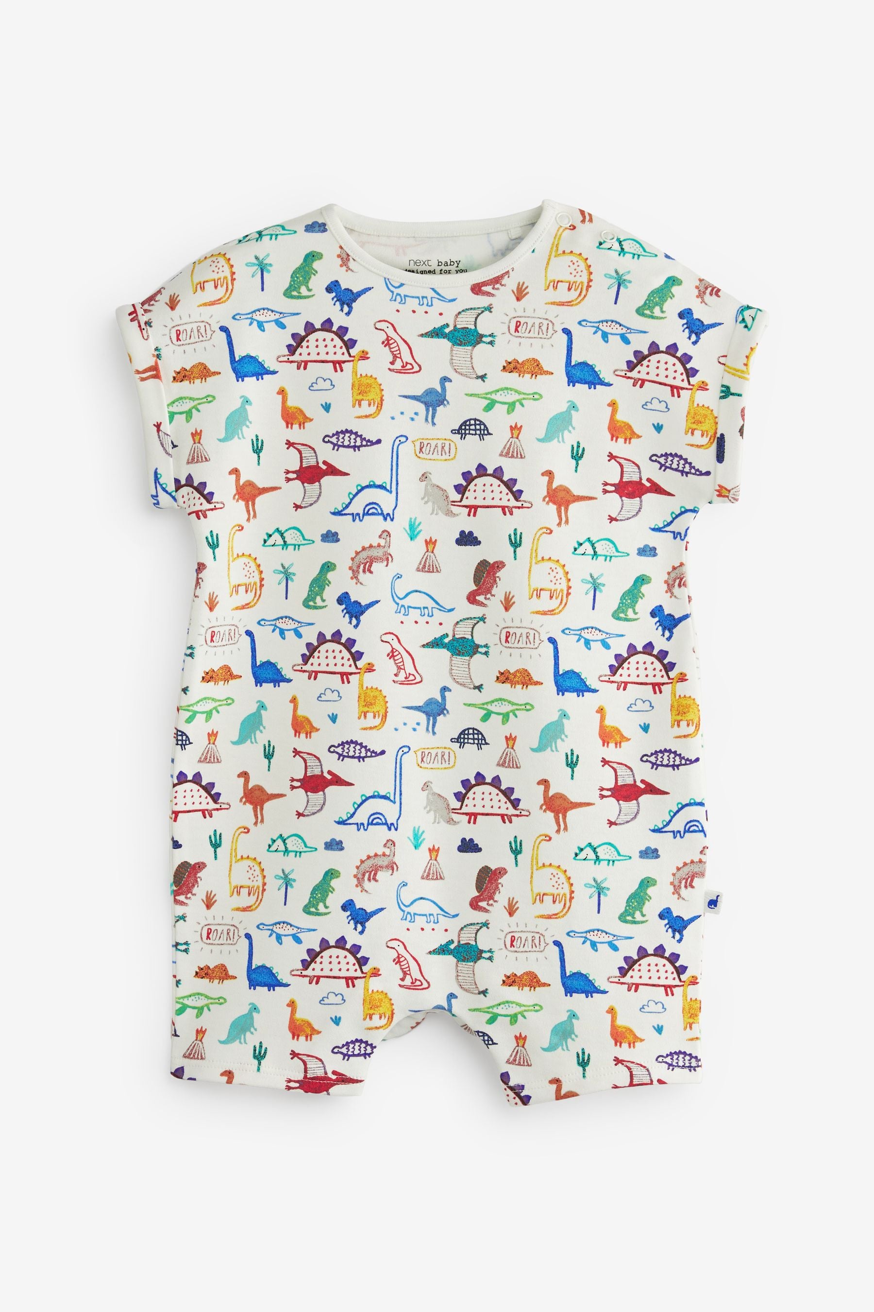 Bright Blue Dinosaur Baby 5 Pack Print Rompers (0mths-3yrs)