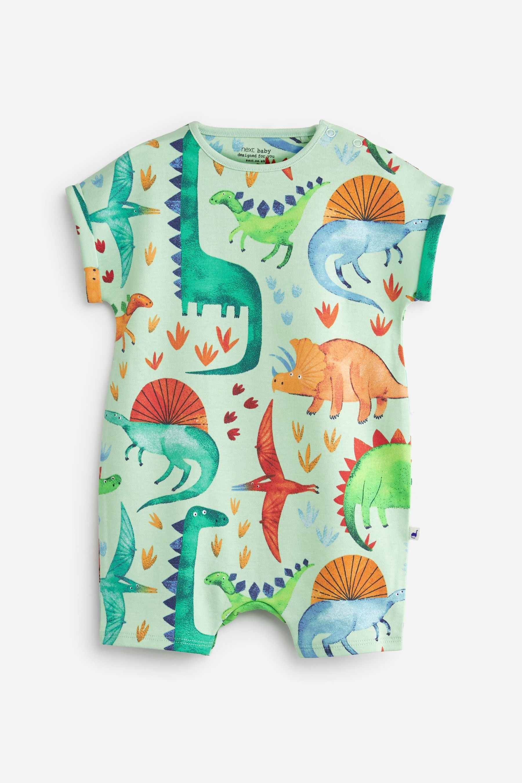 Bright Blue Dinosaur Baby 5 Pack Print Rompers (0mths-3yrs)