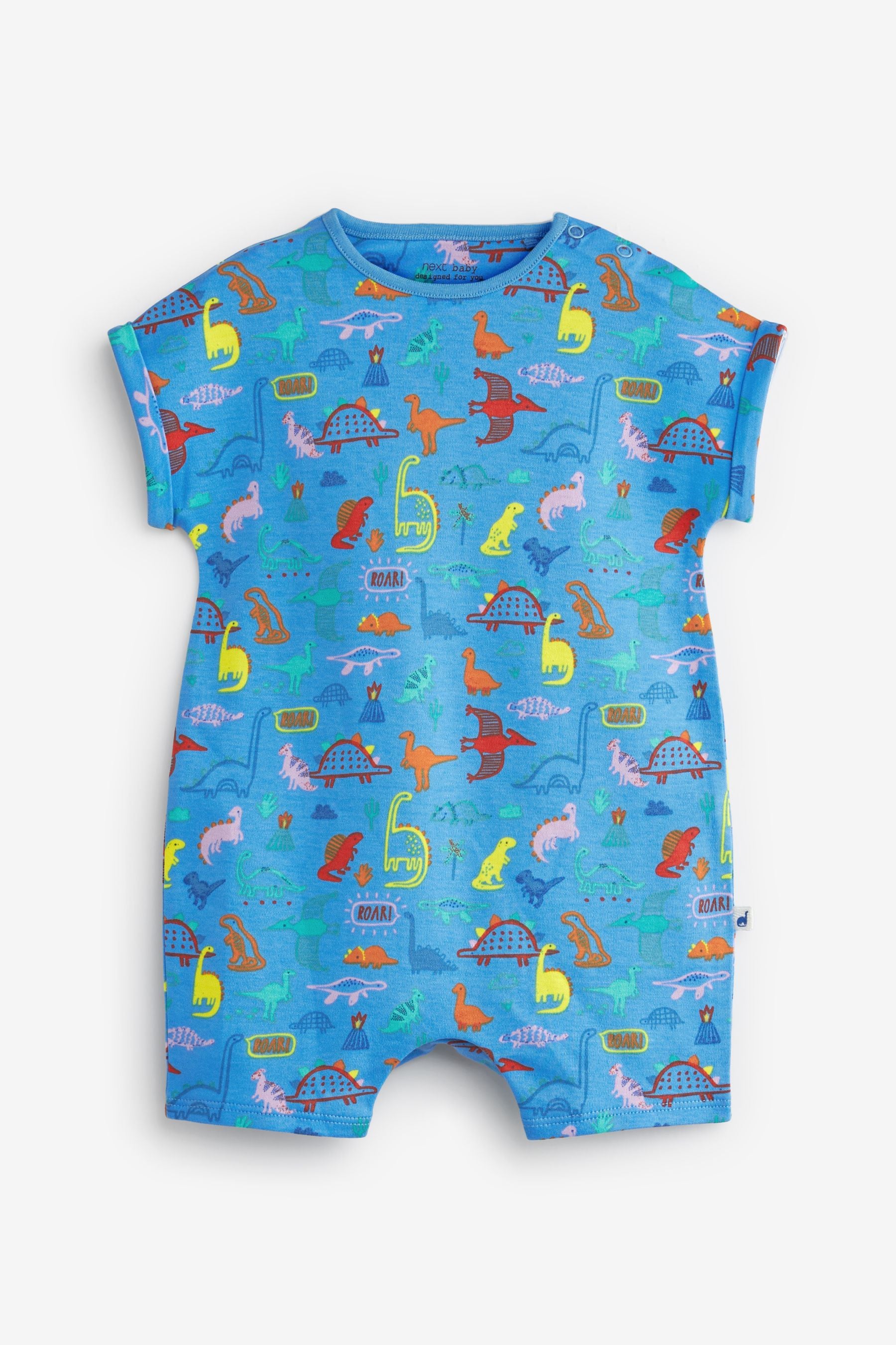 Bright Blue Dinosaur Baby 5 Pack Print Rompers (0mths-3yrs)