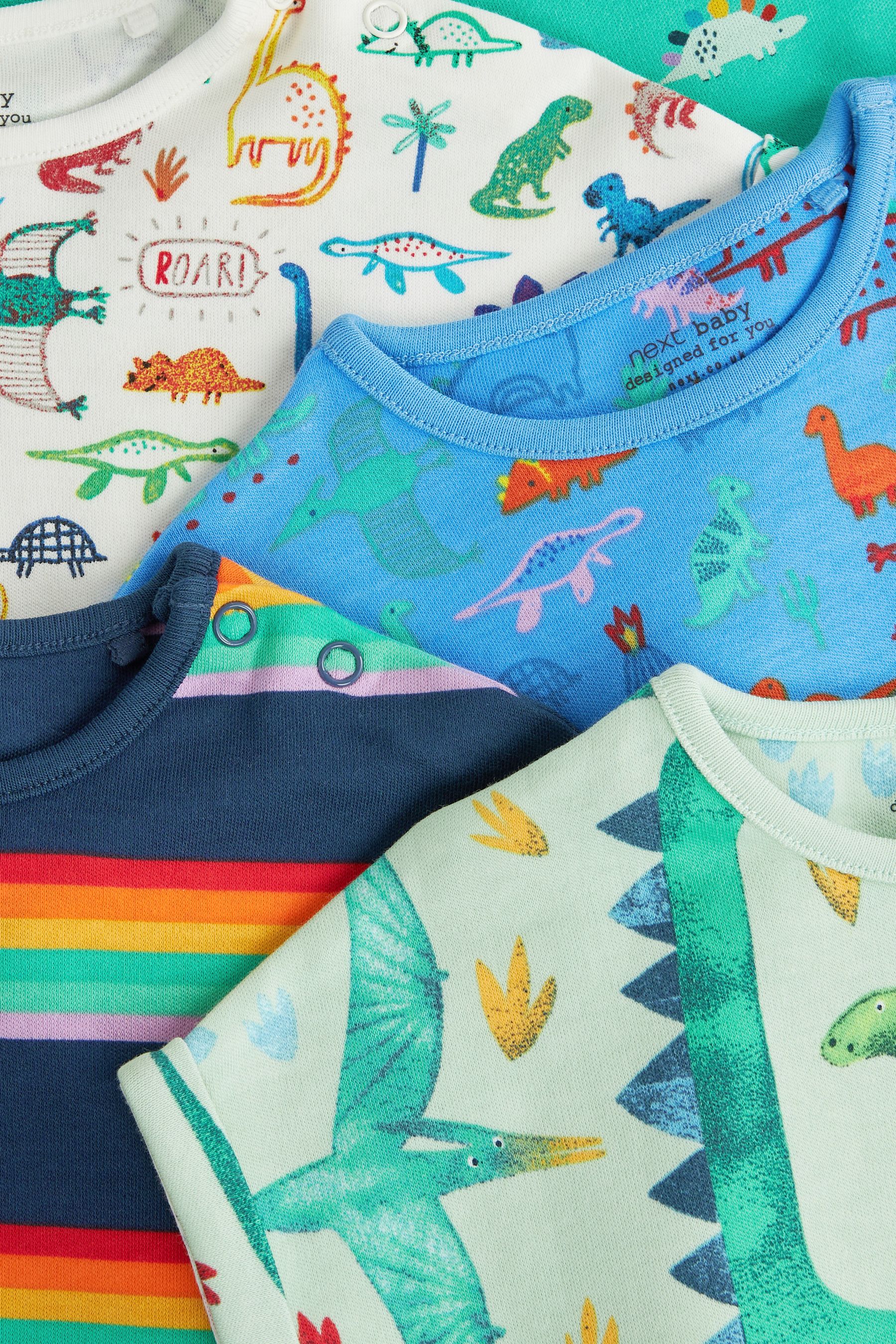 Bright Blue Dinosaur Baby 5 Pack Print Rompers (0mths-3yrs)