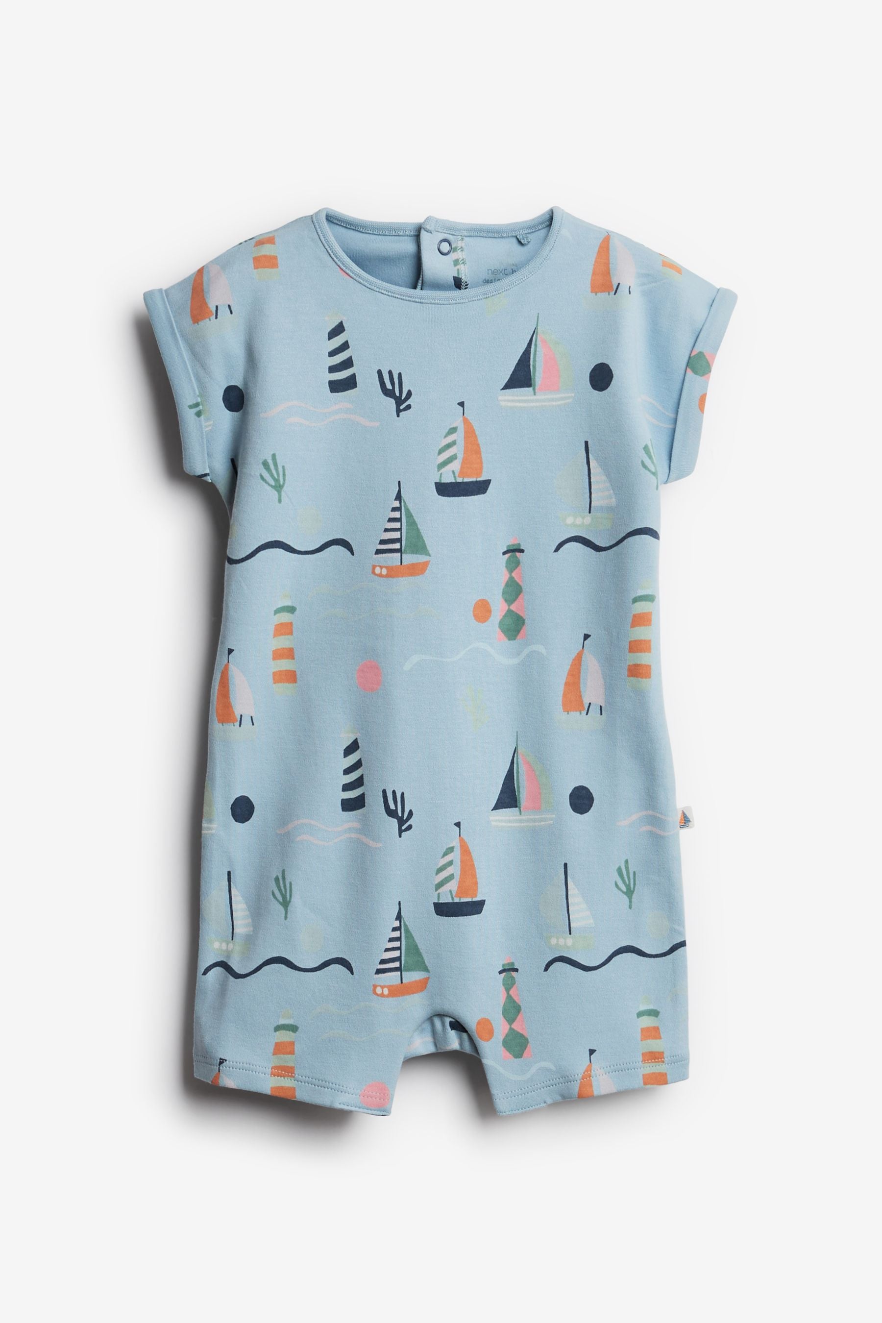 Blue Boat 4 Pack Baby Printed Rompers (0mths-3yrs)