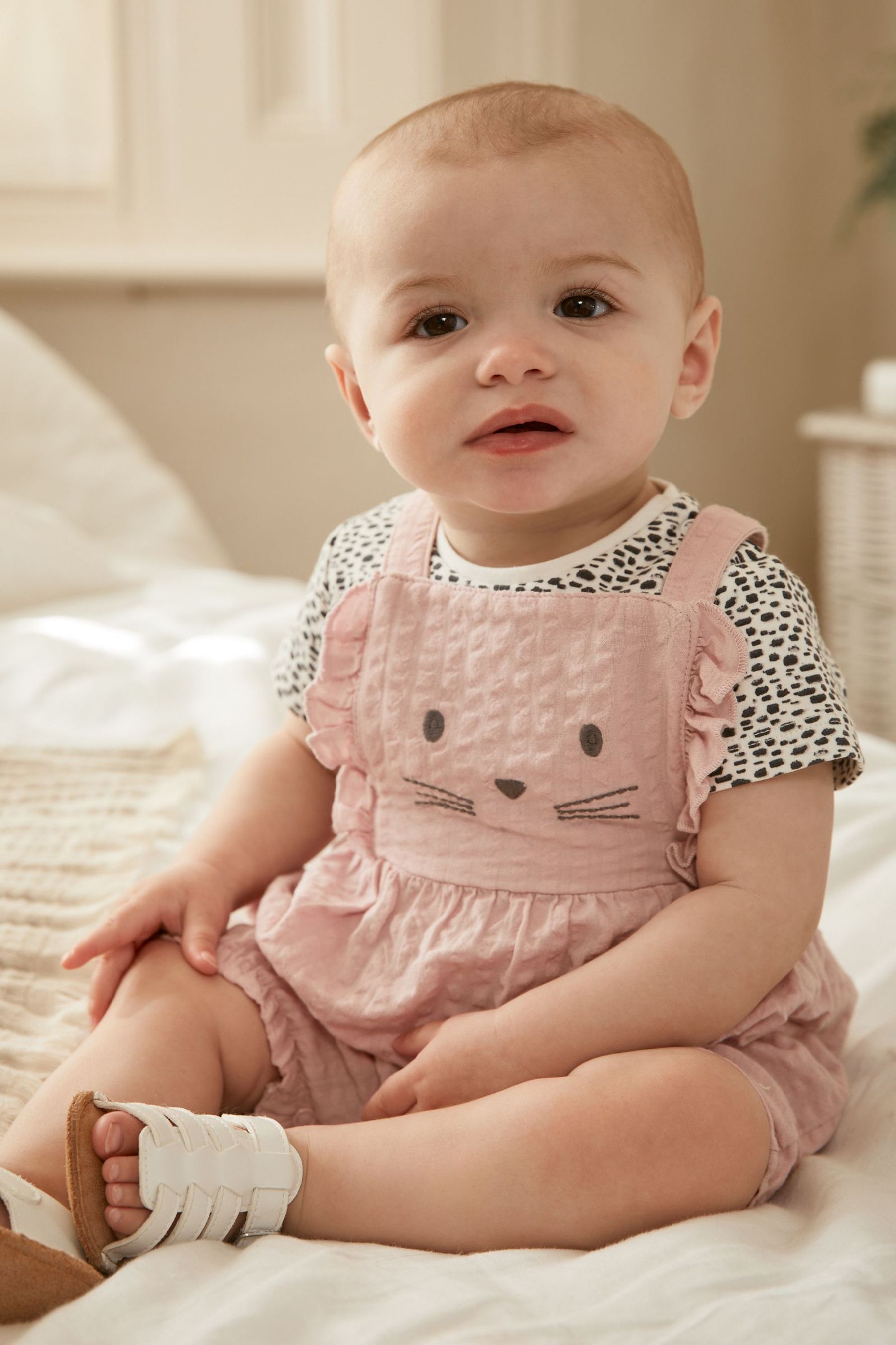 Pink Character Baby 2 Piece Dungarees And Bodysuit Set (0mths-2yrs)