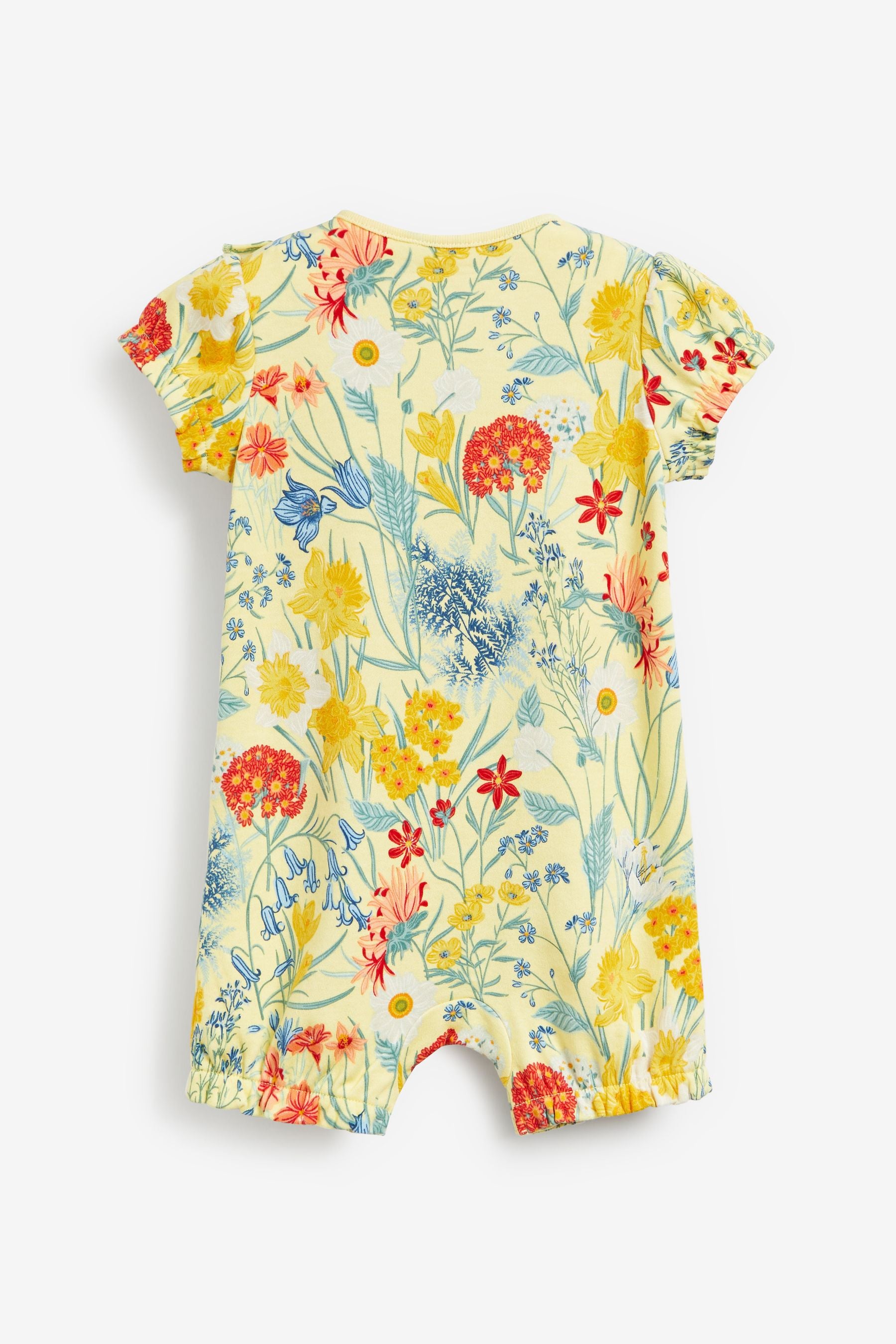 Yellow/White/Blue Floral 3 Pack Rompers (0mths-3yrs)