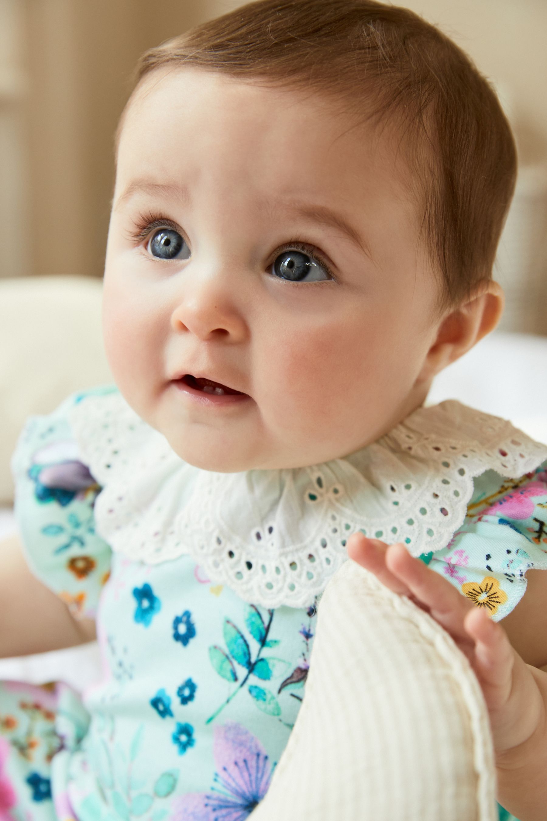 Mint Green and Blue Floral Baby Baby Single Romper (0mths-3yrs)