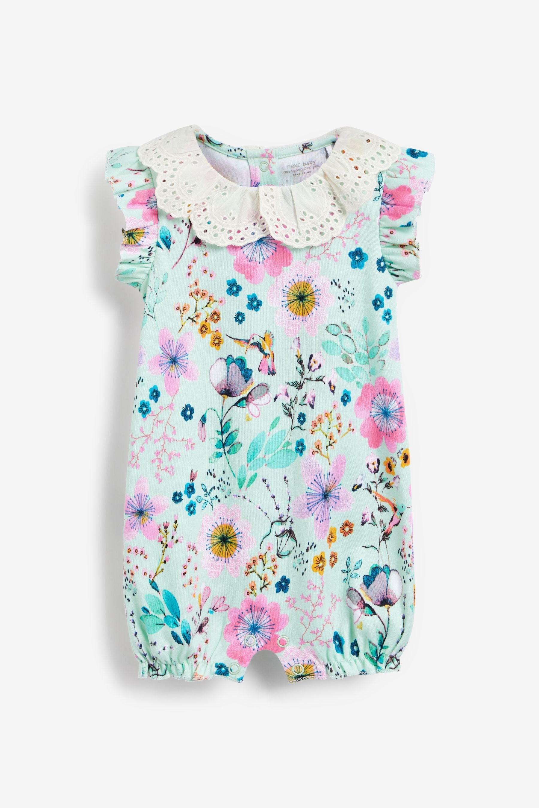 Mint Green and Blue Floral Baby Baby Single Romper (0mths-3yrs)