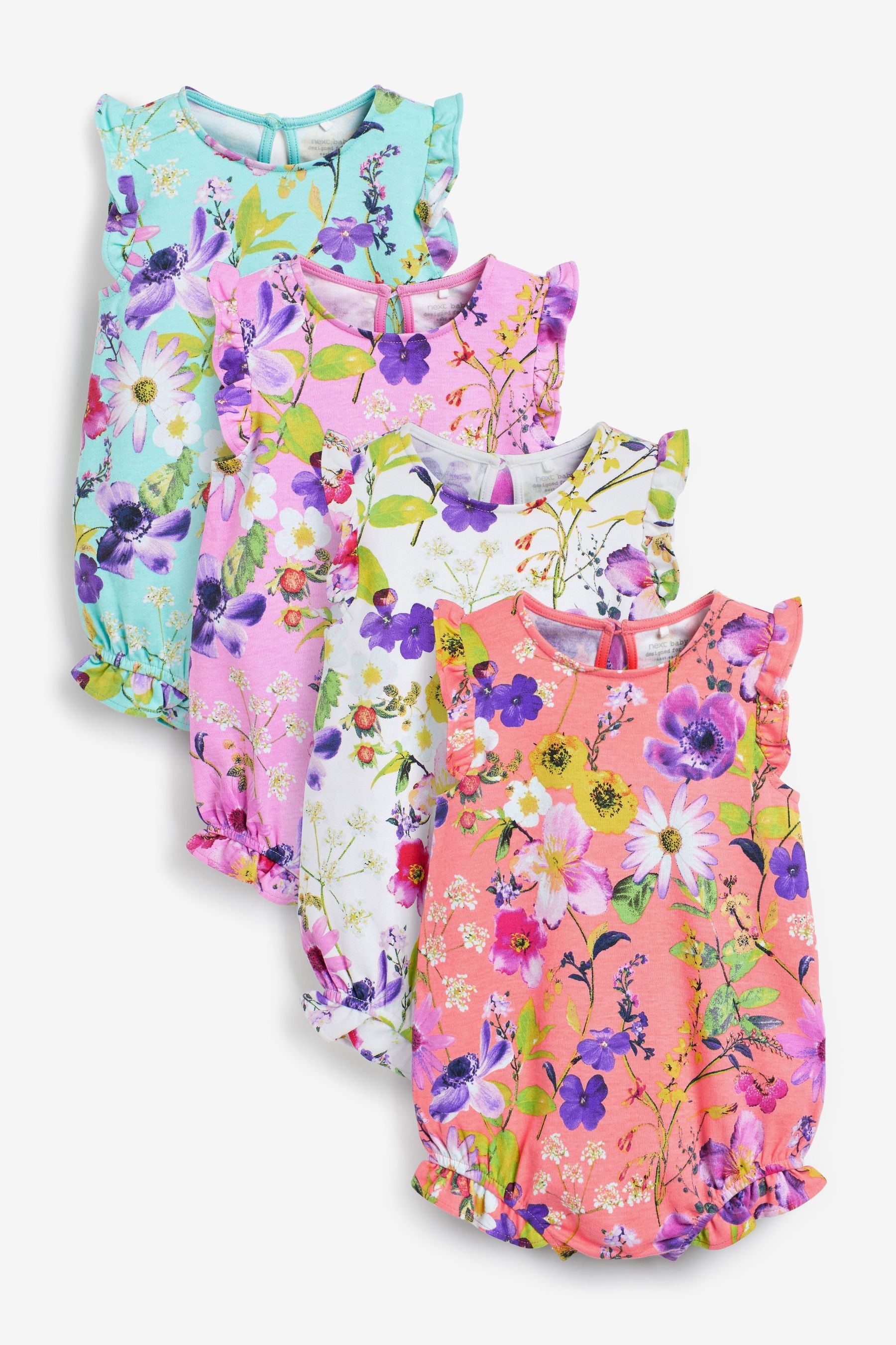 Bright Floral Baby 4 Pack Rompers (0mths-3yrs)