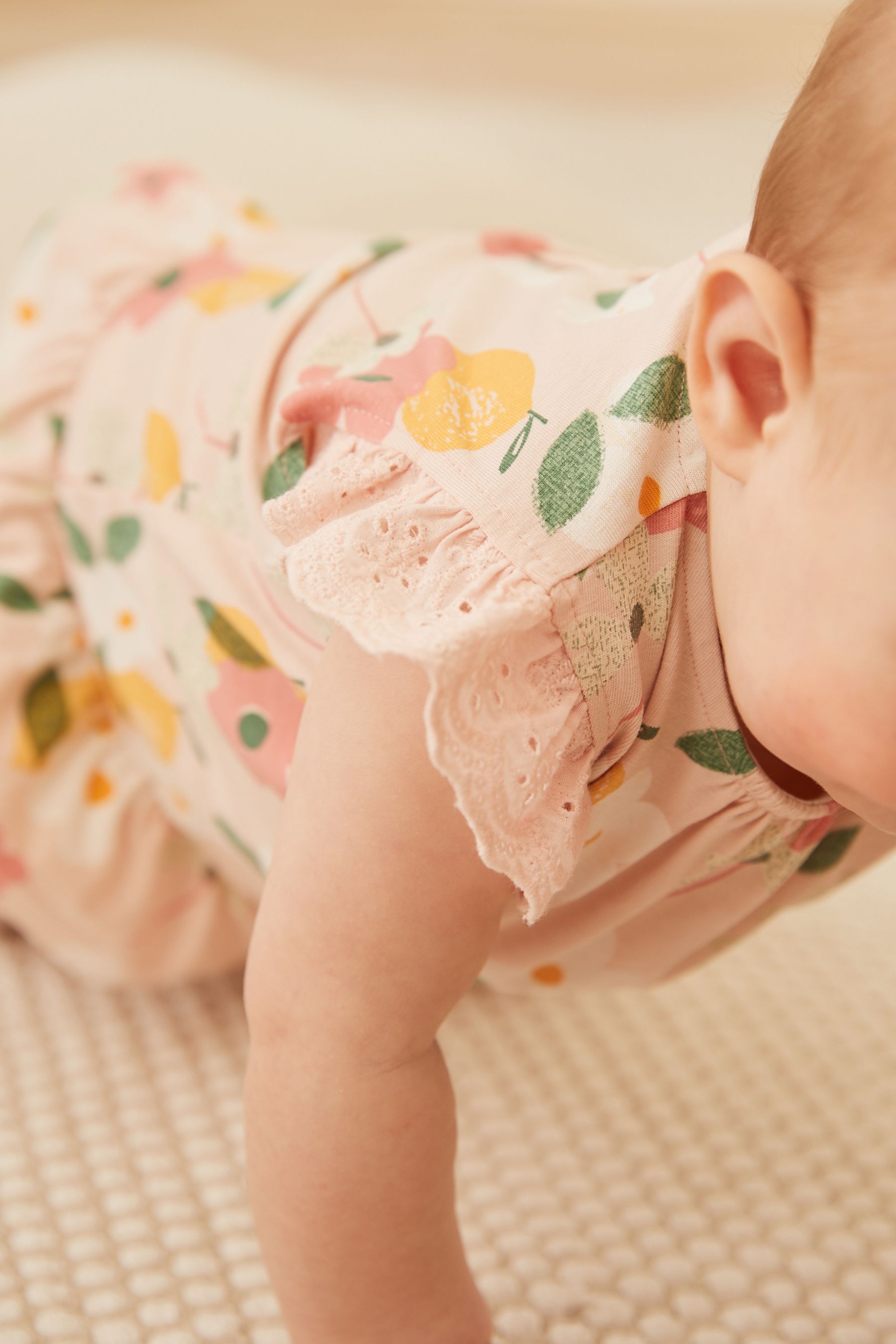 Sage Green Floral Short Sleeved Baby 4 Piece Tops and Leggings Set