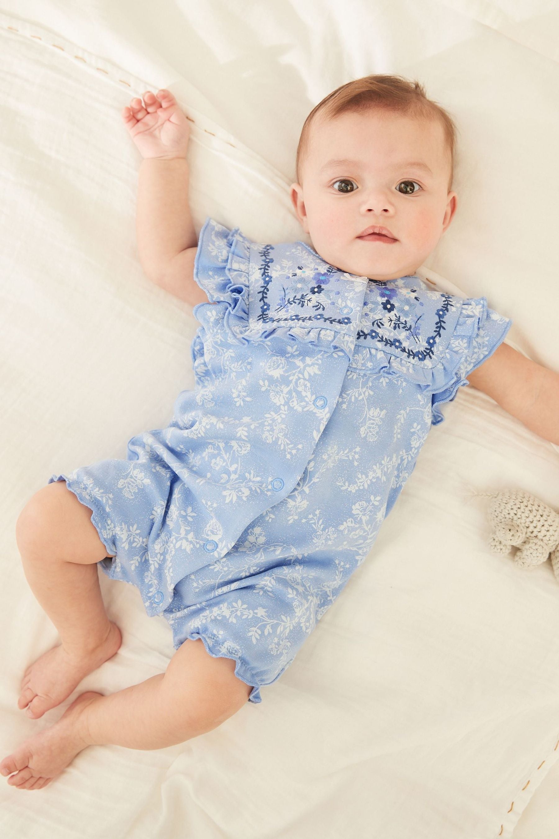 Blue Floral 3 Pack Rompers (0mths-3yrs)