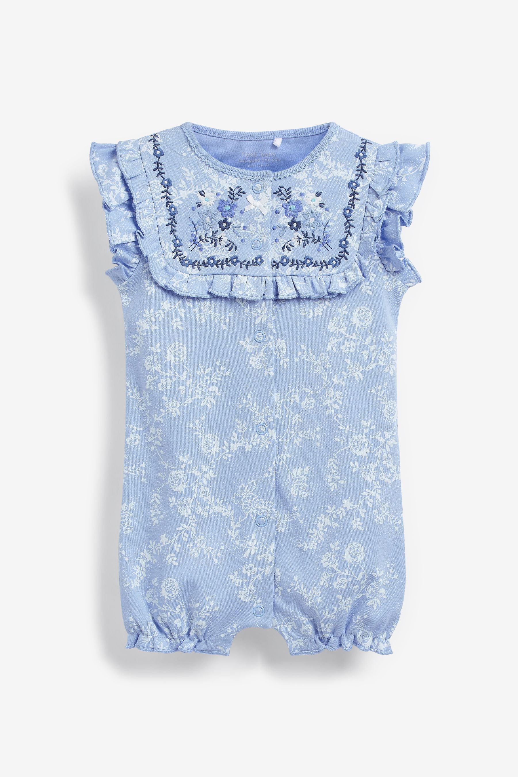 Blue Floral 3 Pack Rompers (0mths-3yrs)