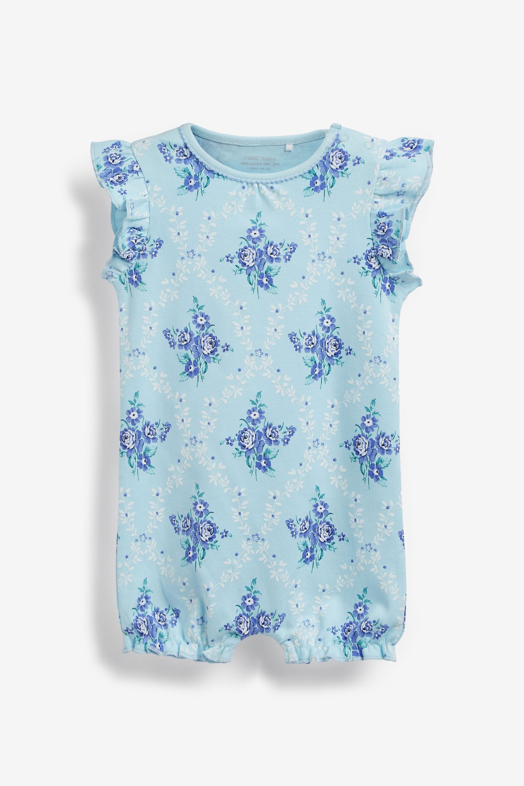 Blue Floral 3 Pack Rompers (0mths-3yrs)