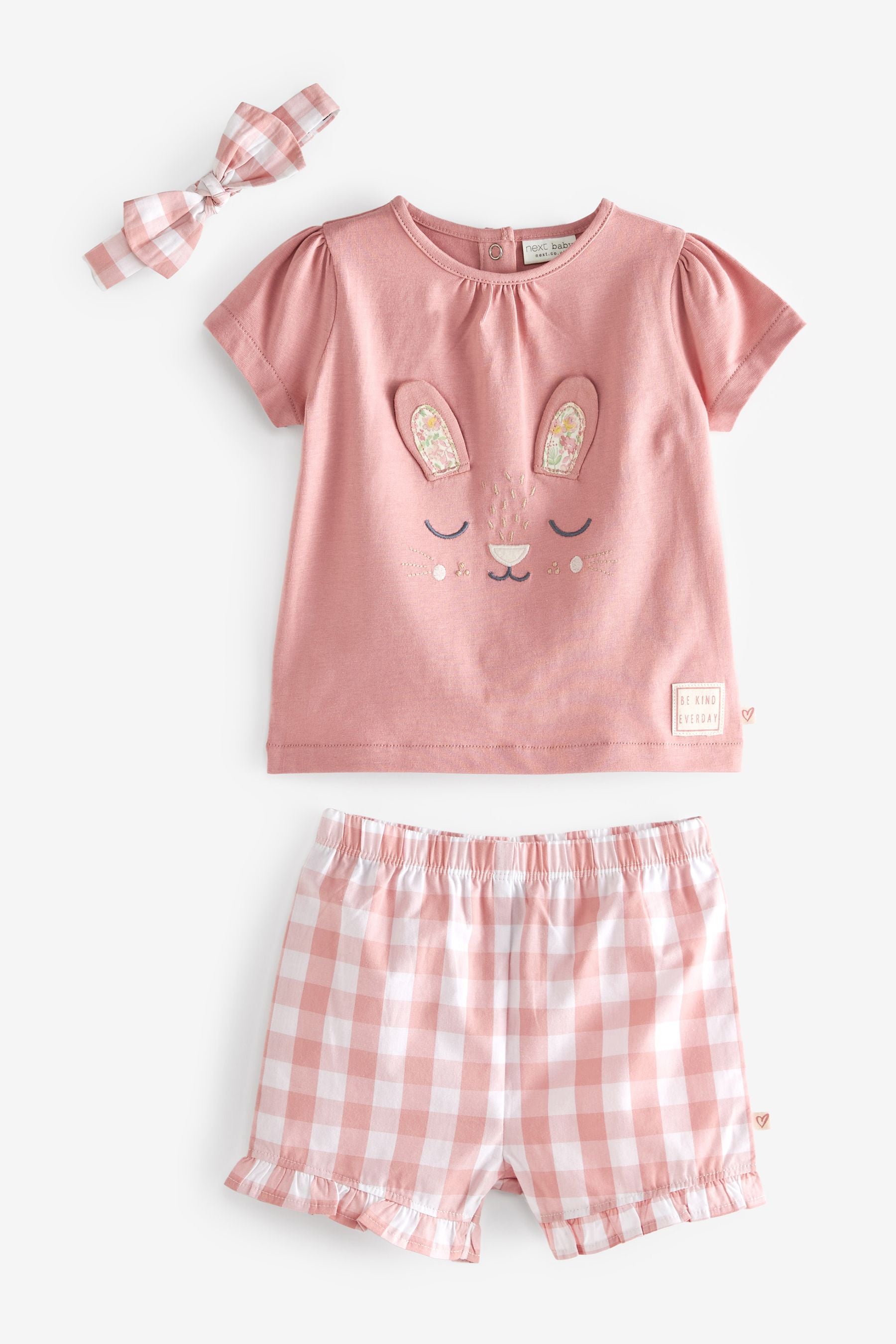 Pink Gingham Character Baby 2 Piece T-Shirt and Shorts Set (0mths-2yrs)