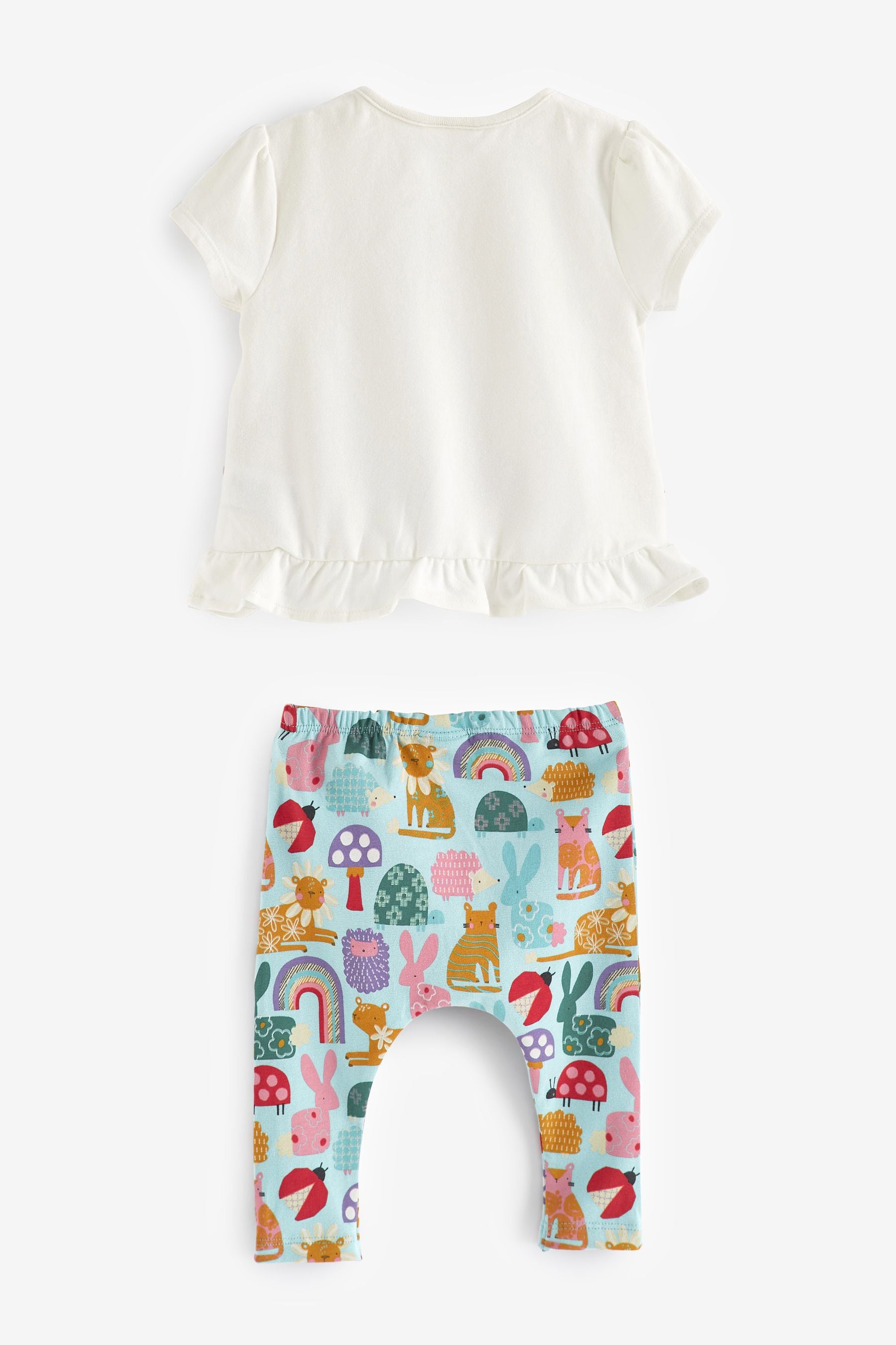 Pink/White/Teal Blue Animal Baby 4 Piece Top And Leggings Set (0mths-2yrs)