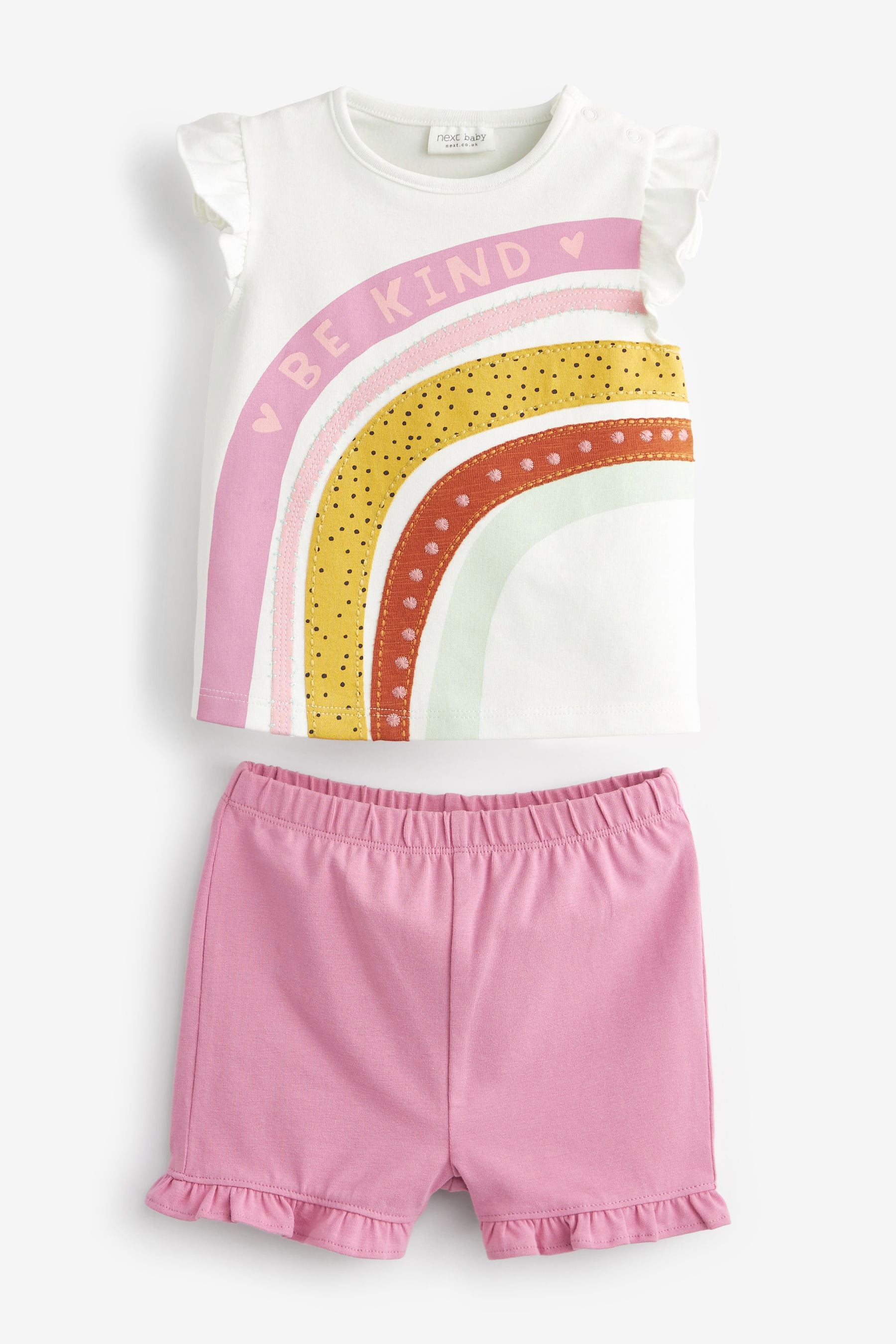 Pink and Green Rainbow 4 Pack Baby T-Shirts & Shorts Set