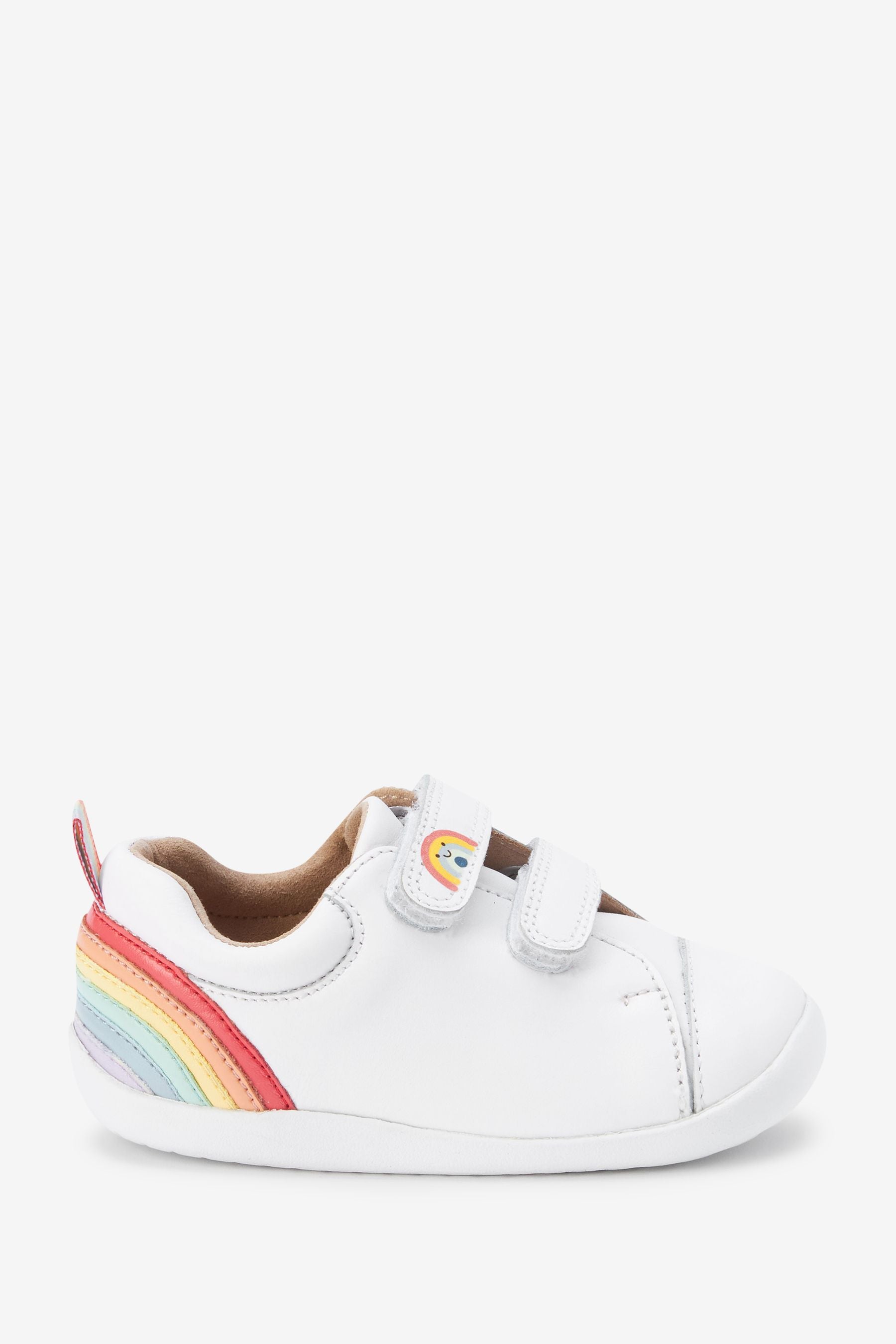 White Leather First Walker Rainbow Trainers