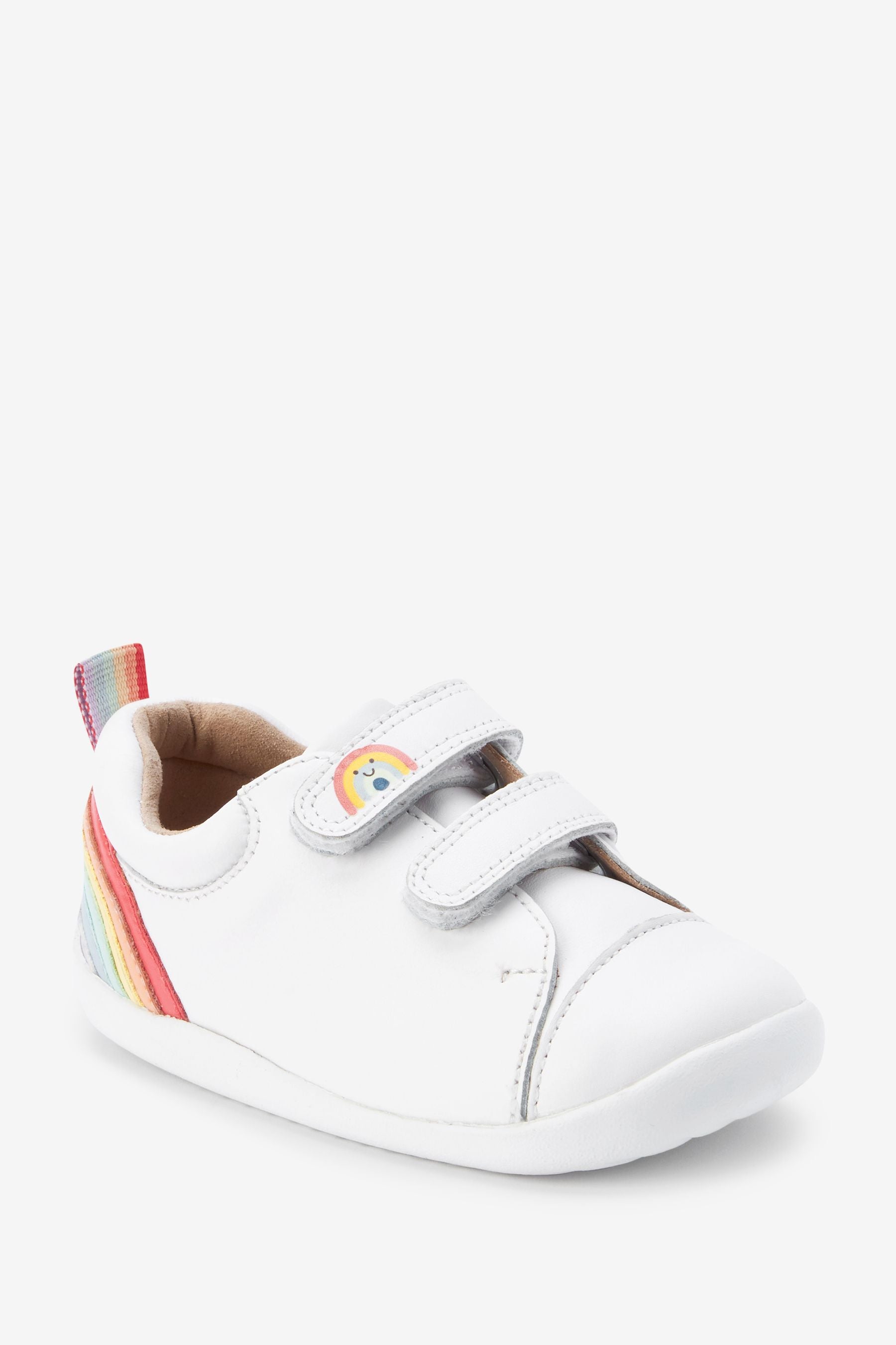 White Leather First Walker Rainbow Trainers