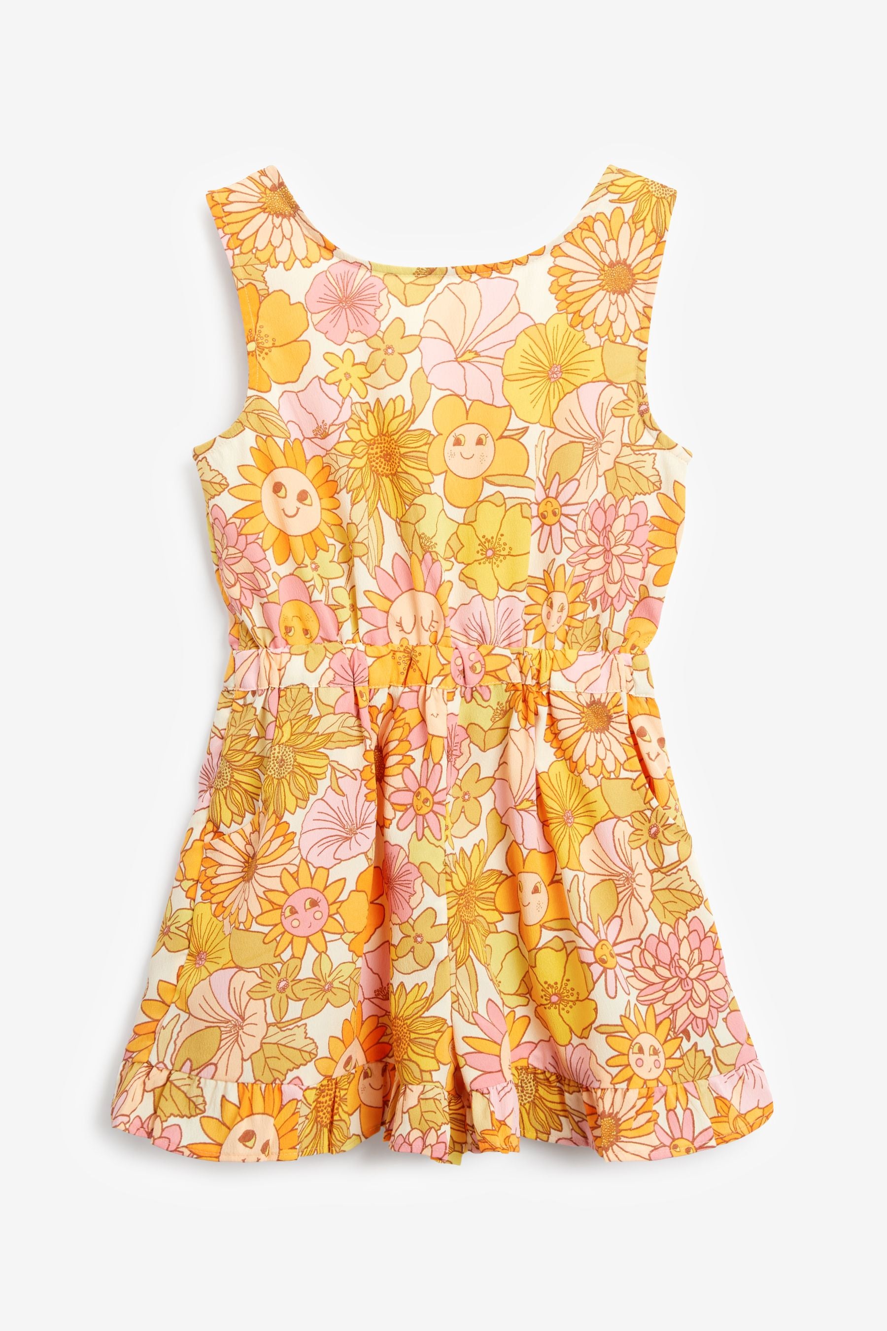 Orange Retro Printed Playsuit (3-16yrs)