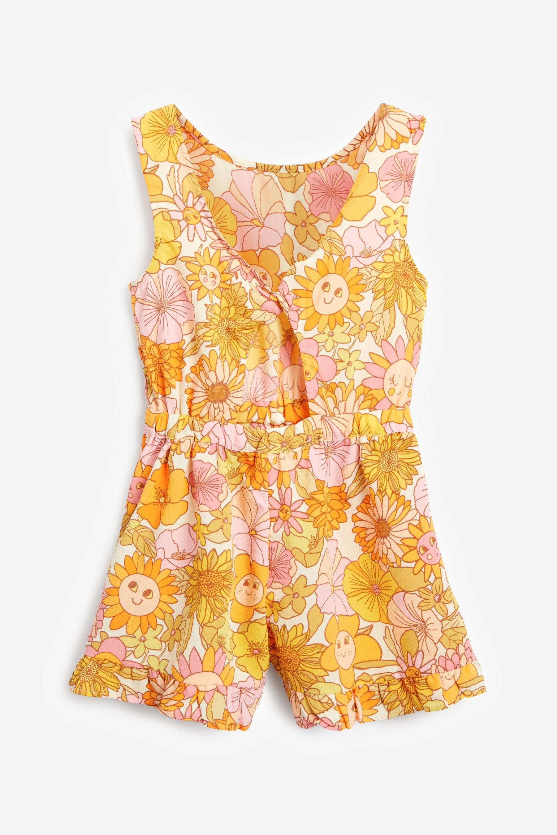 Orange Retro Printed Playsuit (3-16yrs)