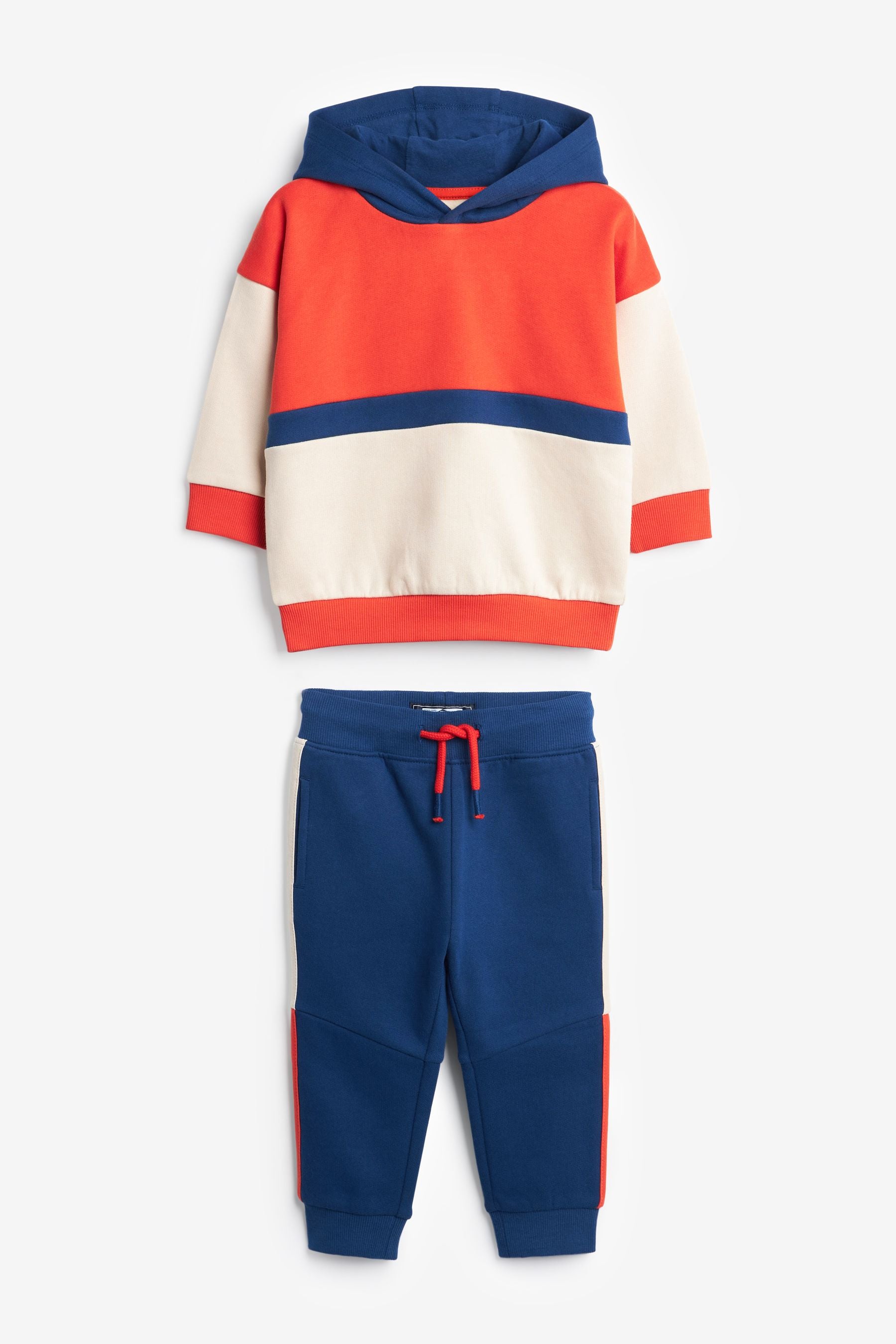 Red Hoodie Jumper And Joggers Colourblock Set (3mths-7yrs)