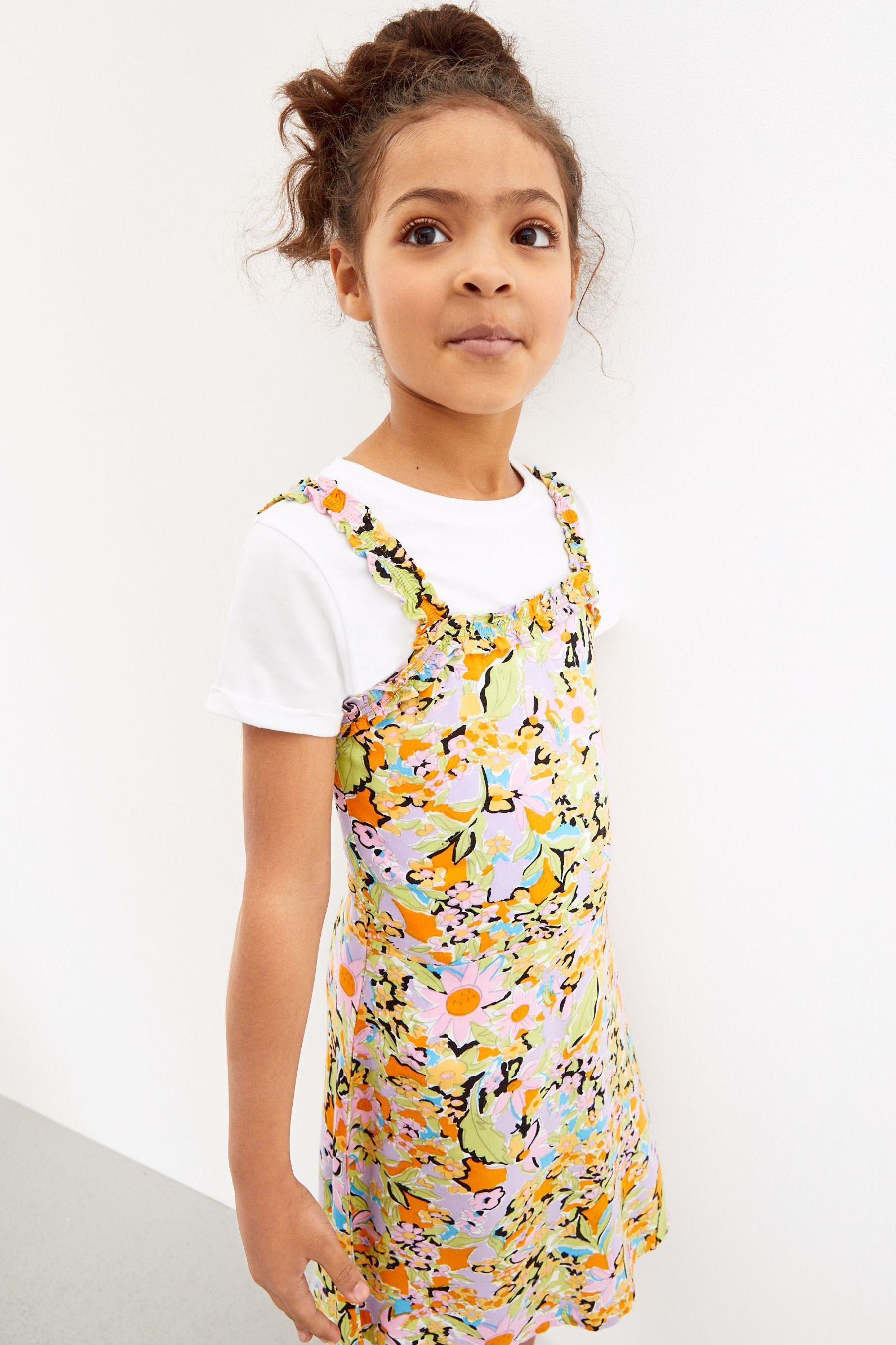 Black Floral Cami Dress And T-Shirt Set (3-16yrs)