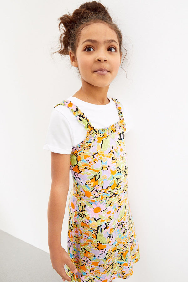 Black Floral Cami Dress And T-Shirt Set (3-16yrs)