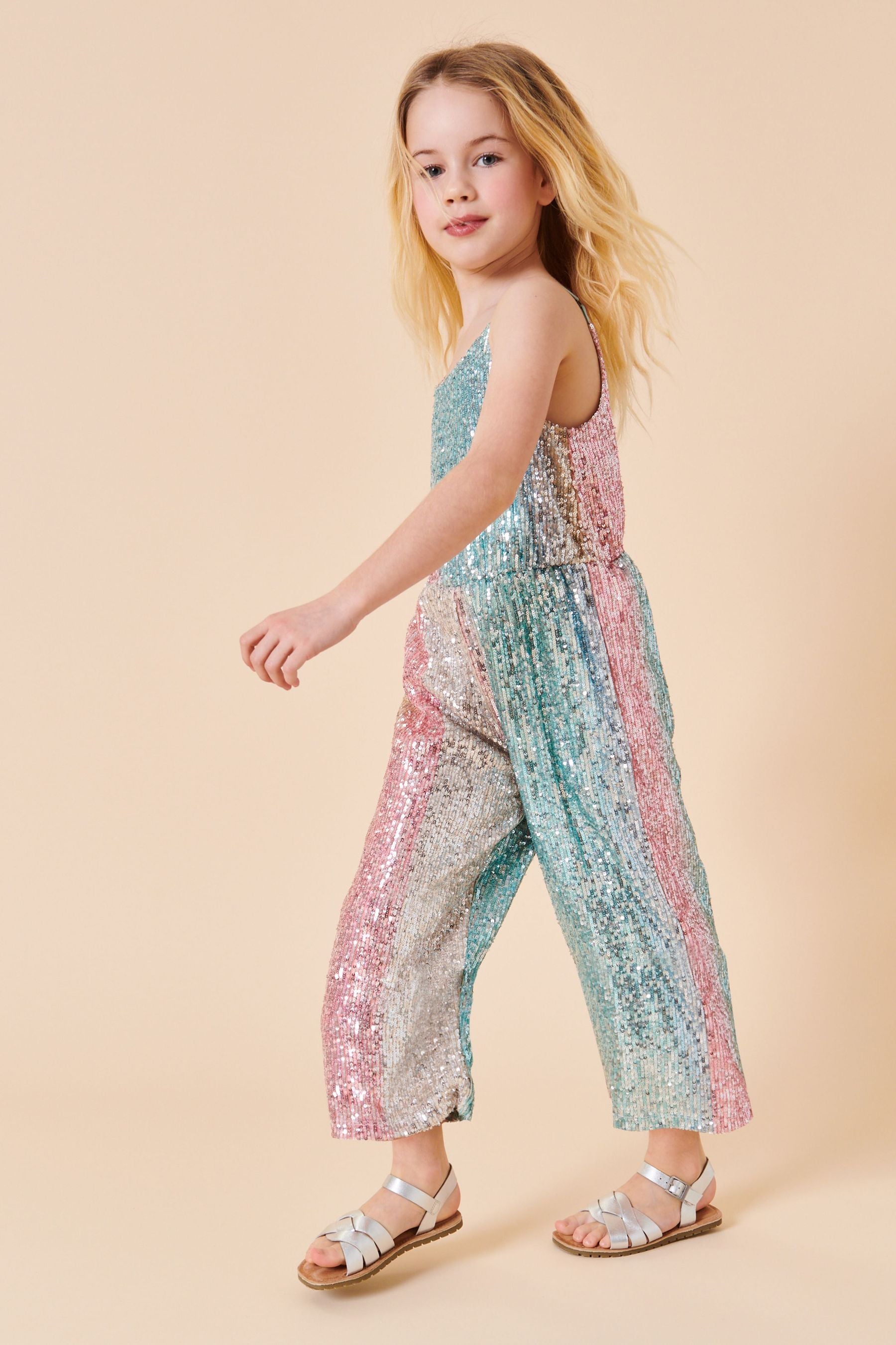 Pastel Rainbow Sequin Jumpsuit (3-16yrs)