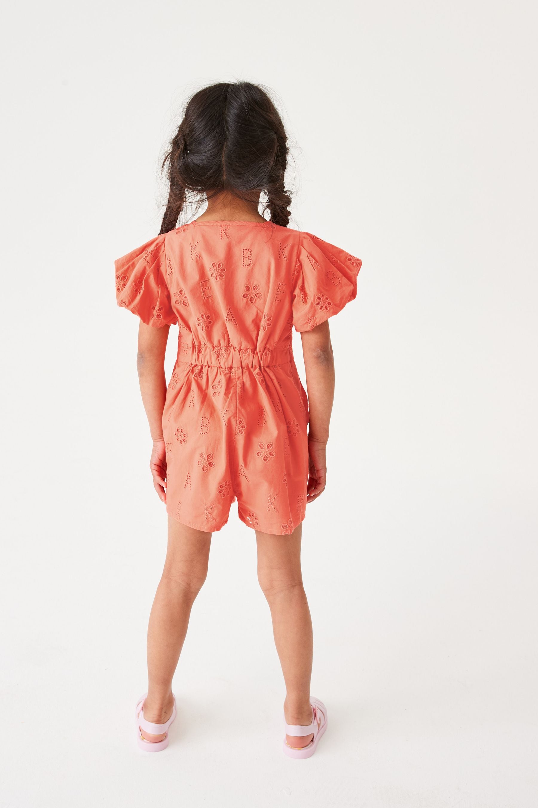 Baker by Ted Baker Girls Orange Broderie Playsuit