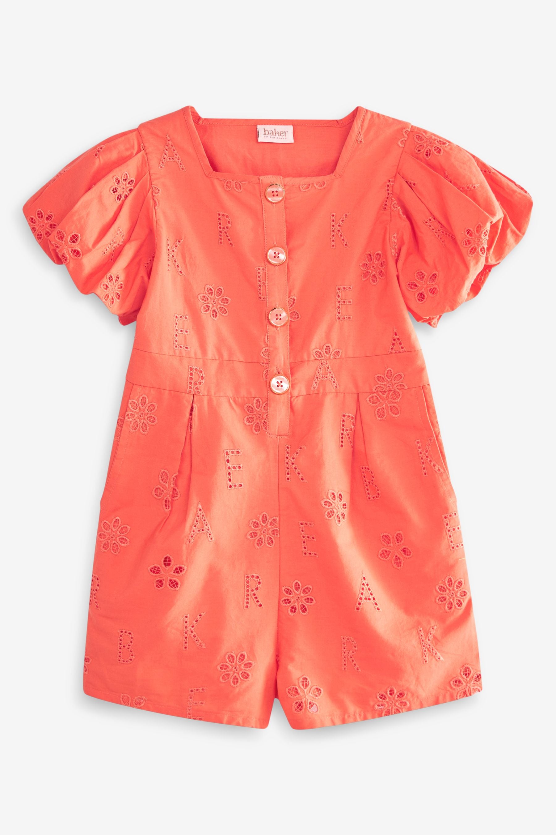 Baker by Ted Baker Girls Orange Broderie Playsuit