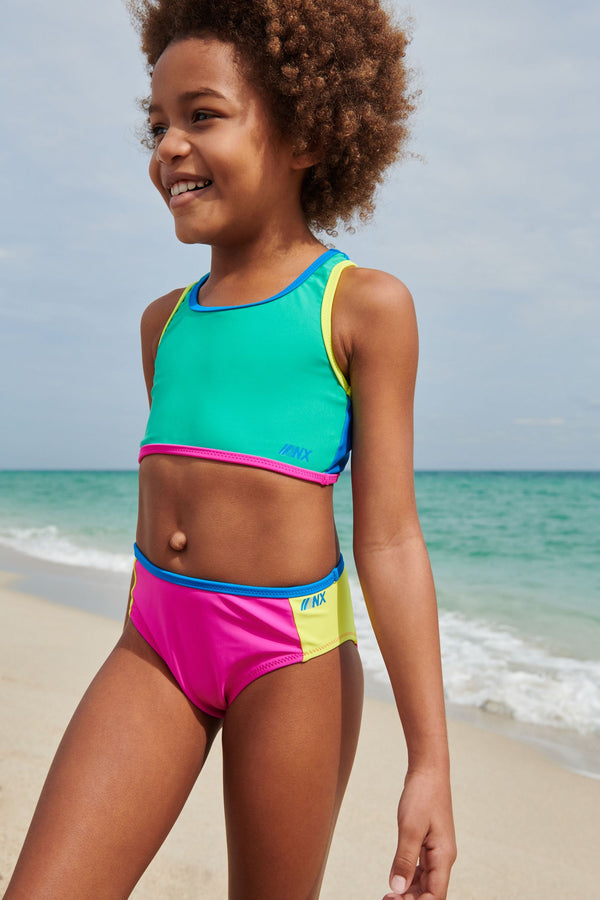 Pink/Green Colourblock Bikini (3-16yrs)