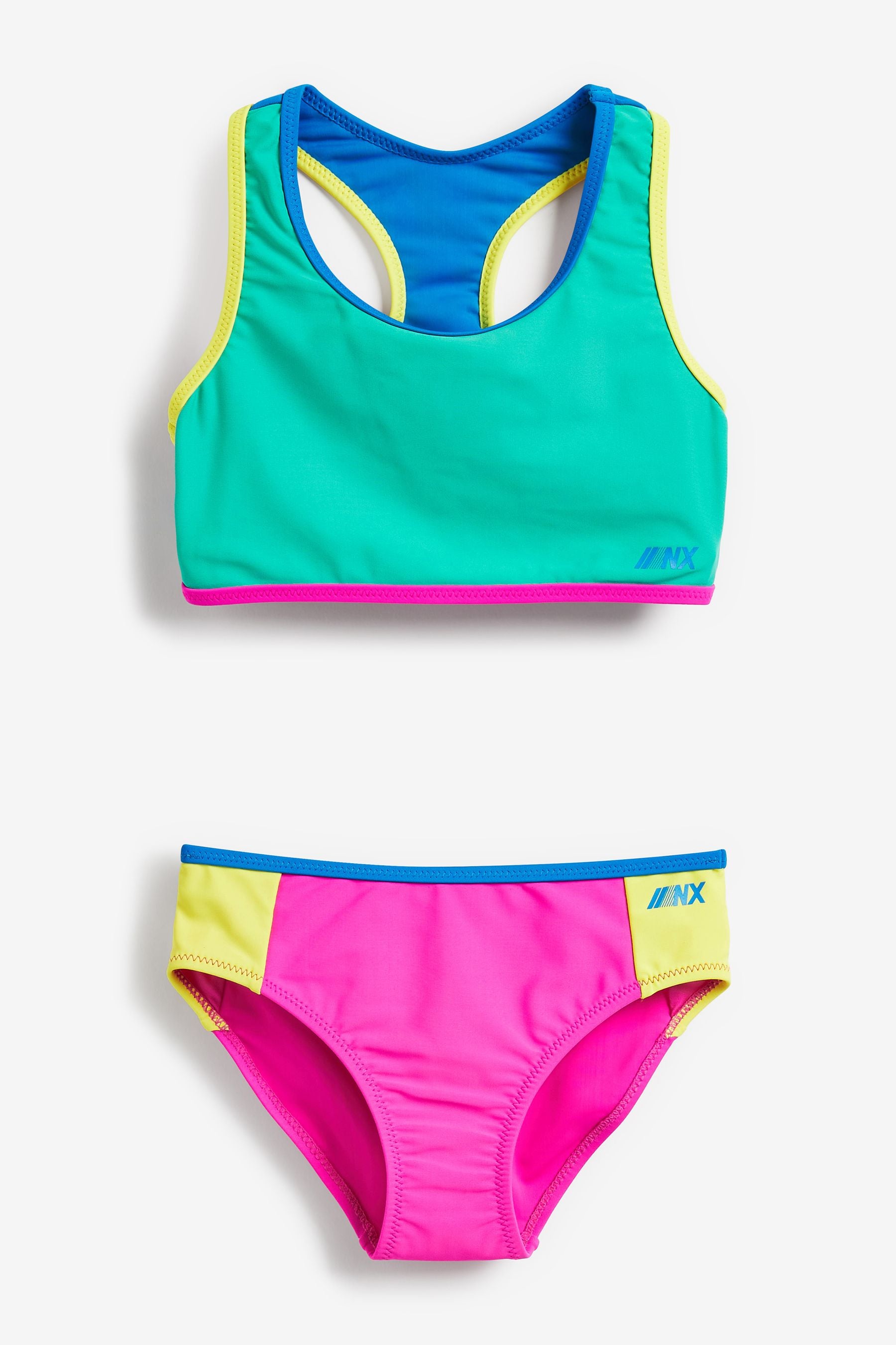 Pink/Green Colourblock Bikini (3-16yrs)