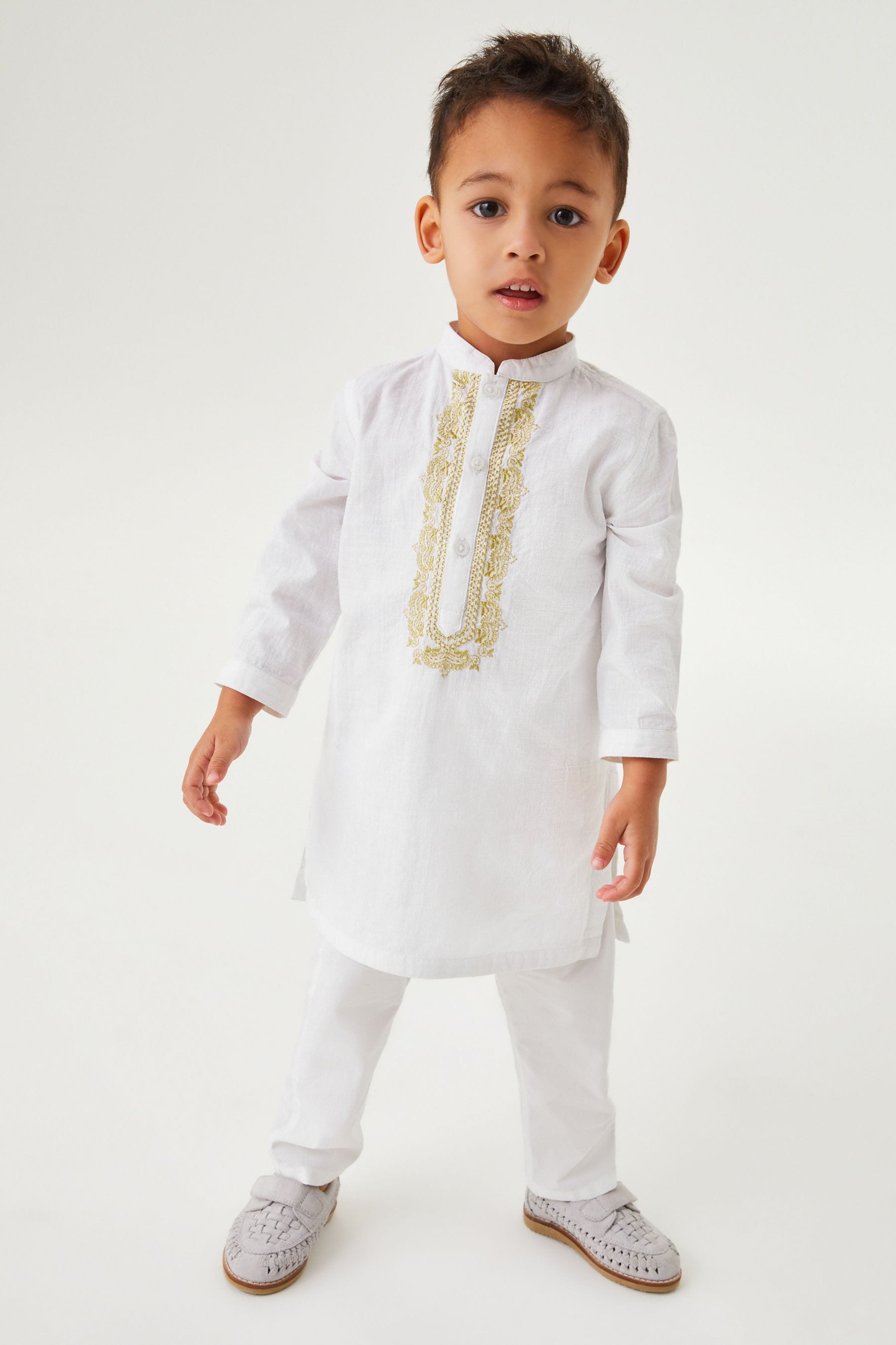 White Lightweight Kurta Trousers (3mths-7yrs)