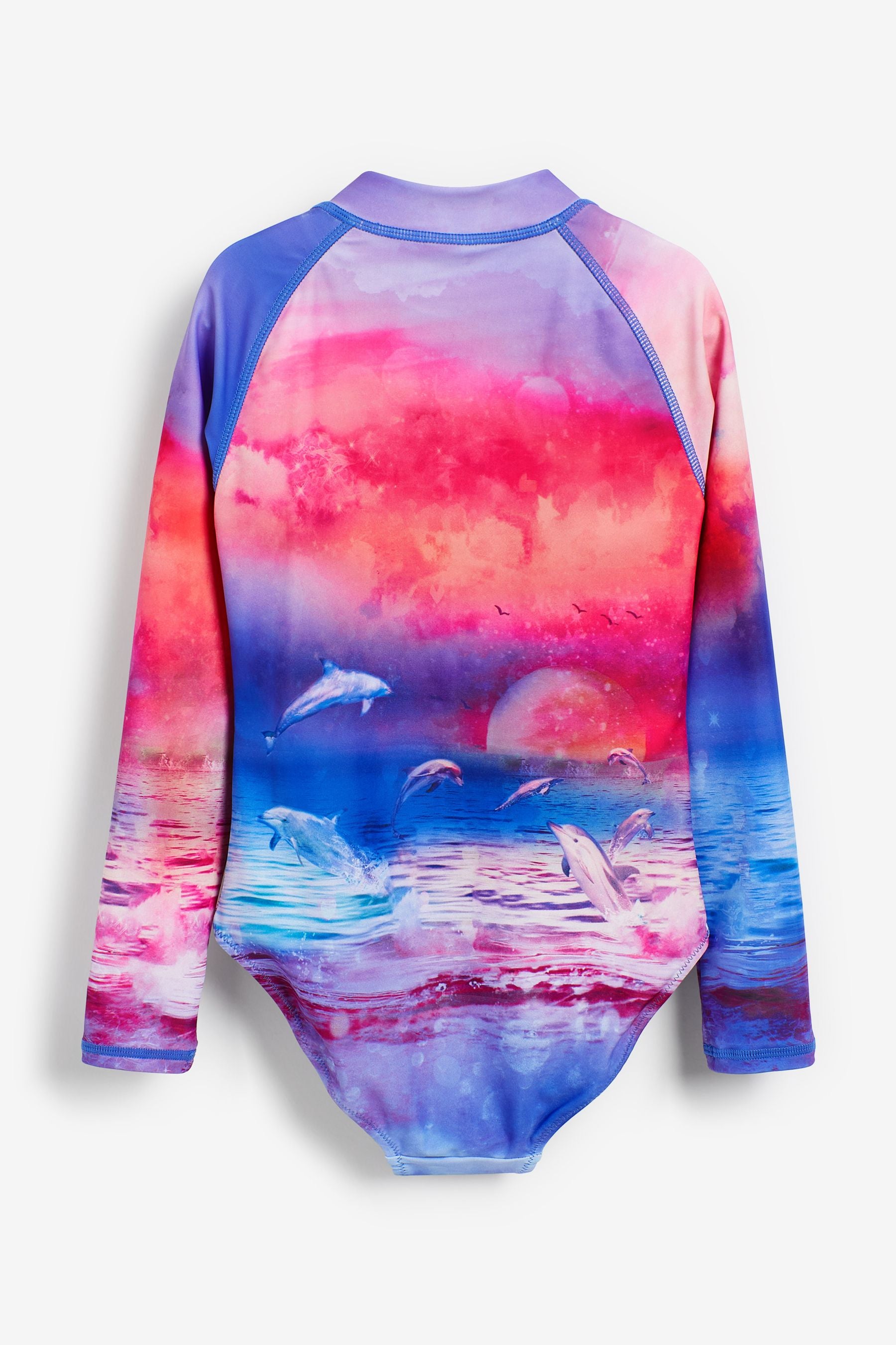 Pink Dolphin Scene Long Sleeved Swimsuit (3-16yrs)