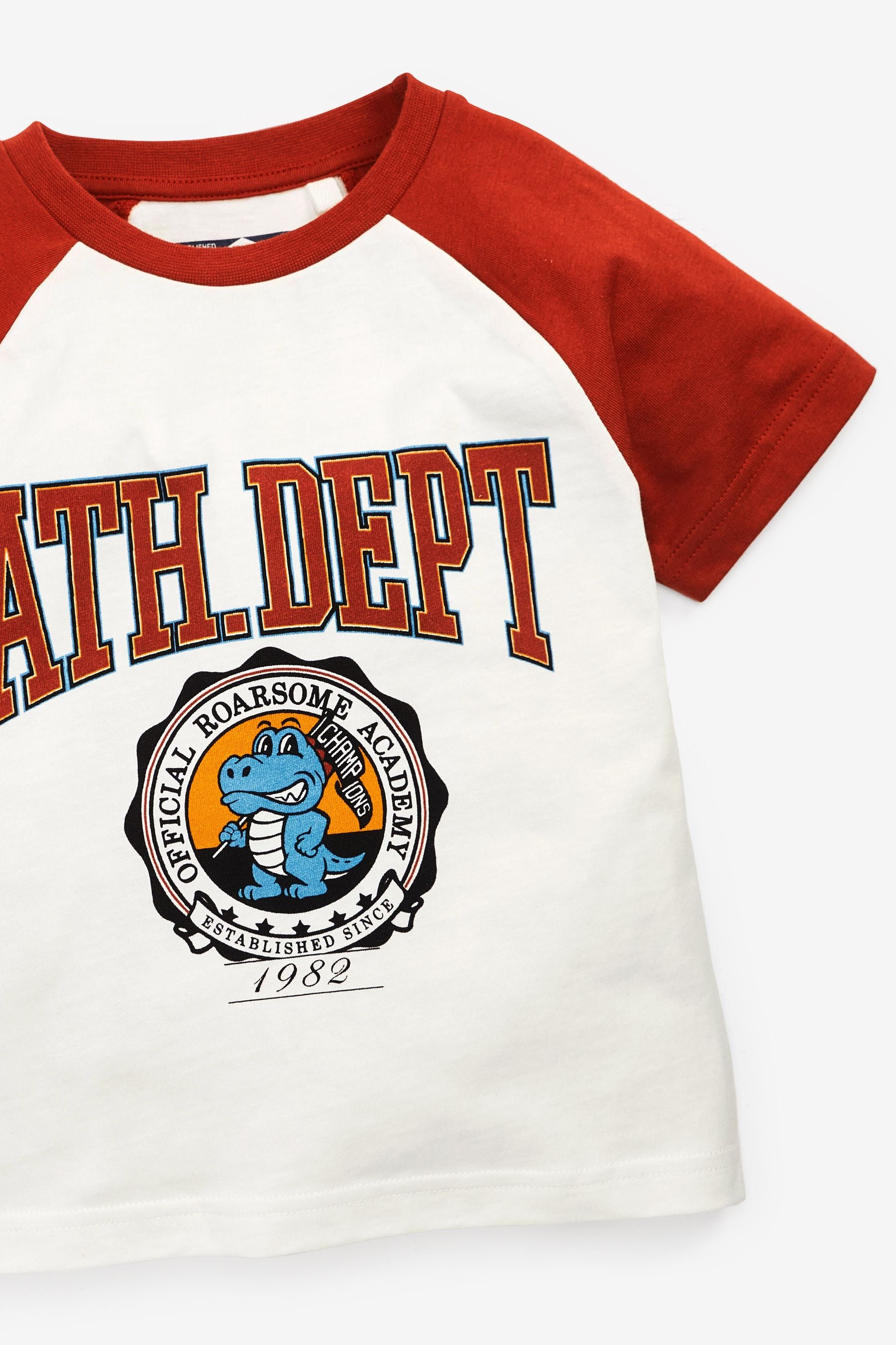 White/Rust Dino Short Sleeve Character T-Shirt (3mths-7yrs)