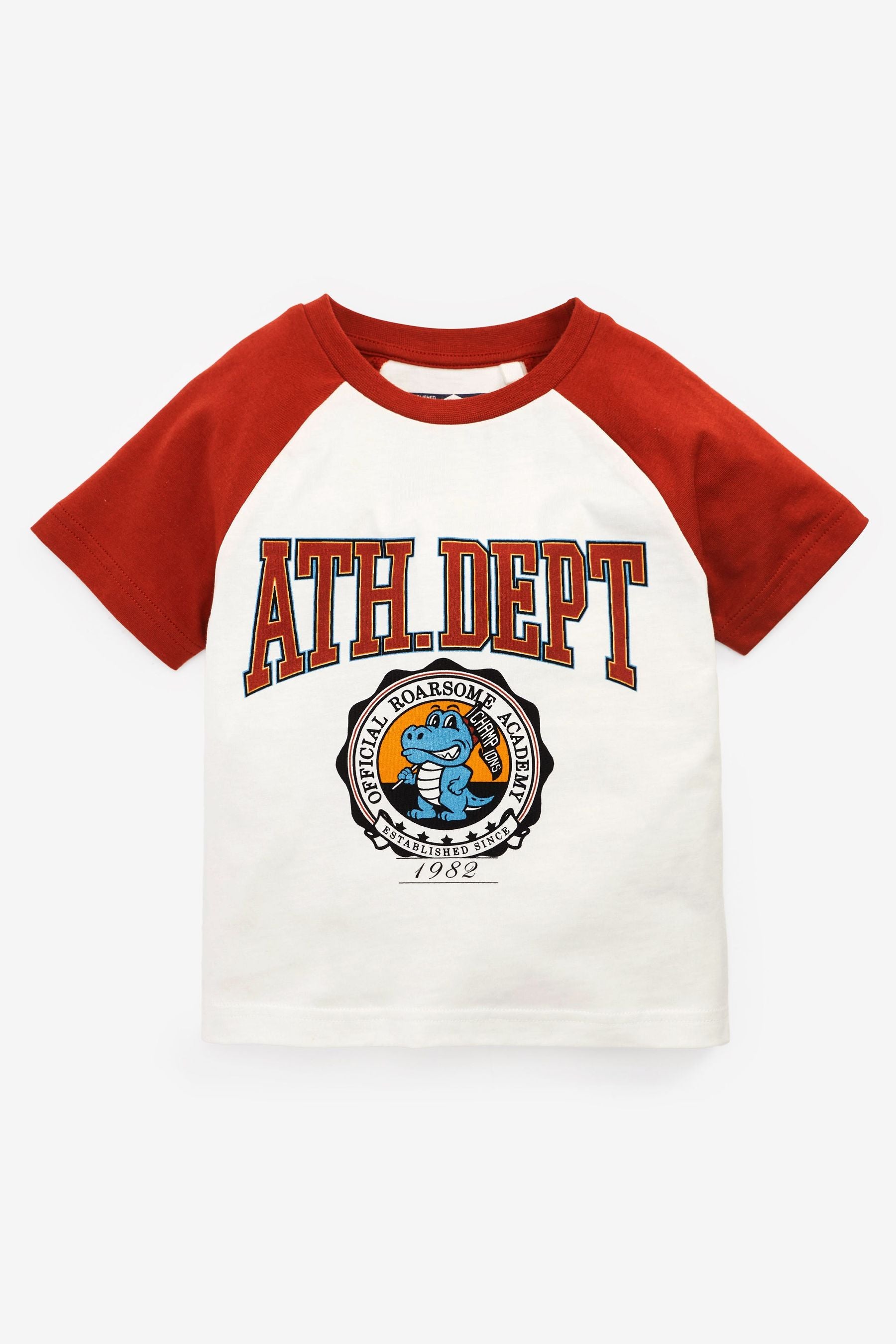 White/Rust Dino Short Sleeve Character T-Shirt (3mths-7yrs)