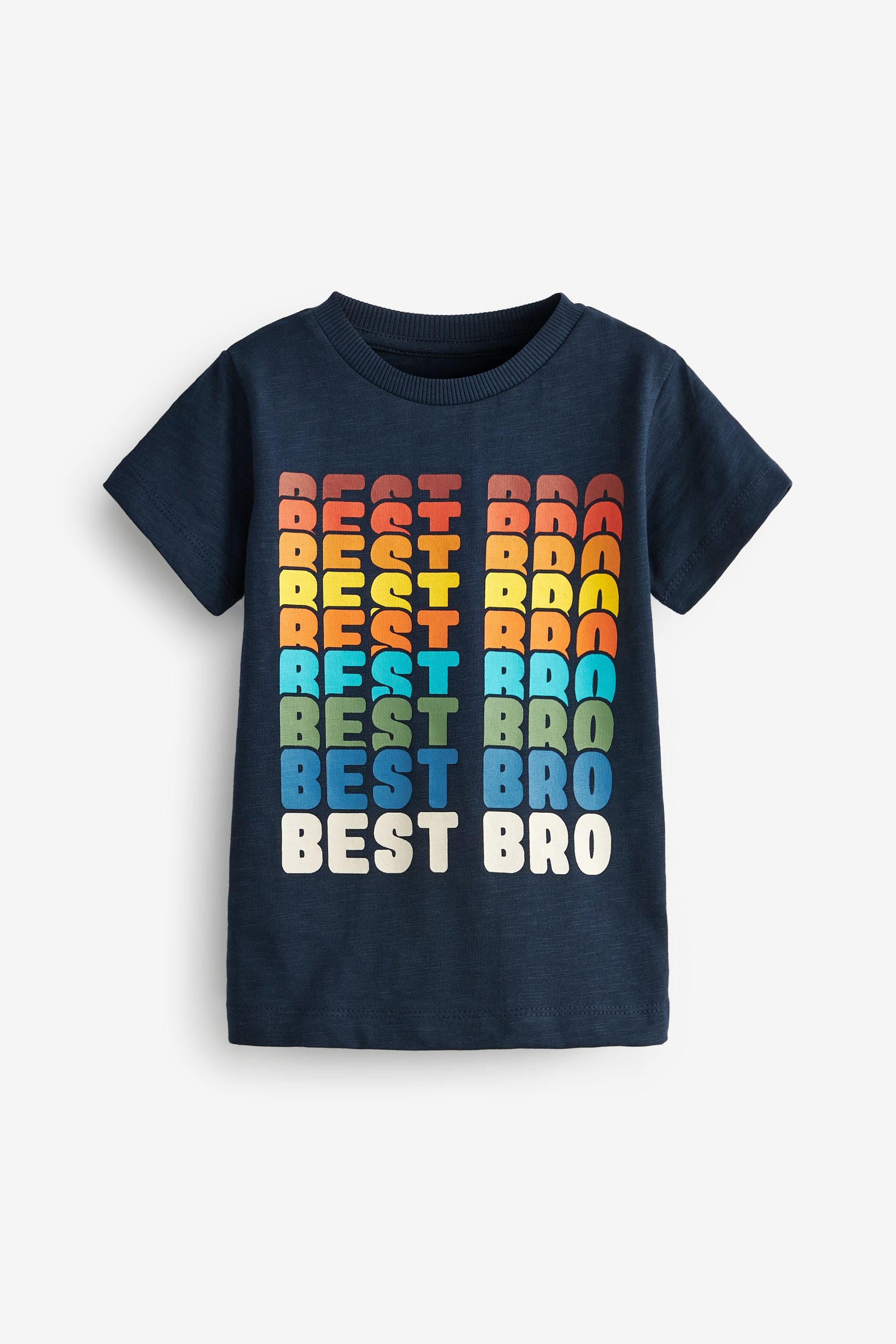 Navy Blue Best Bro Short Sleeve Slogan T-Shirt (3mths-7yrs)