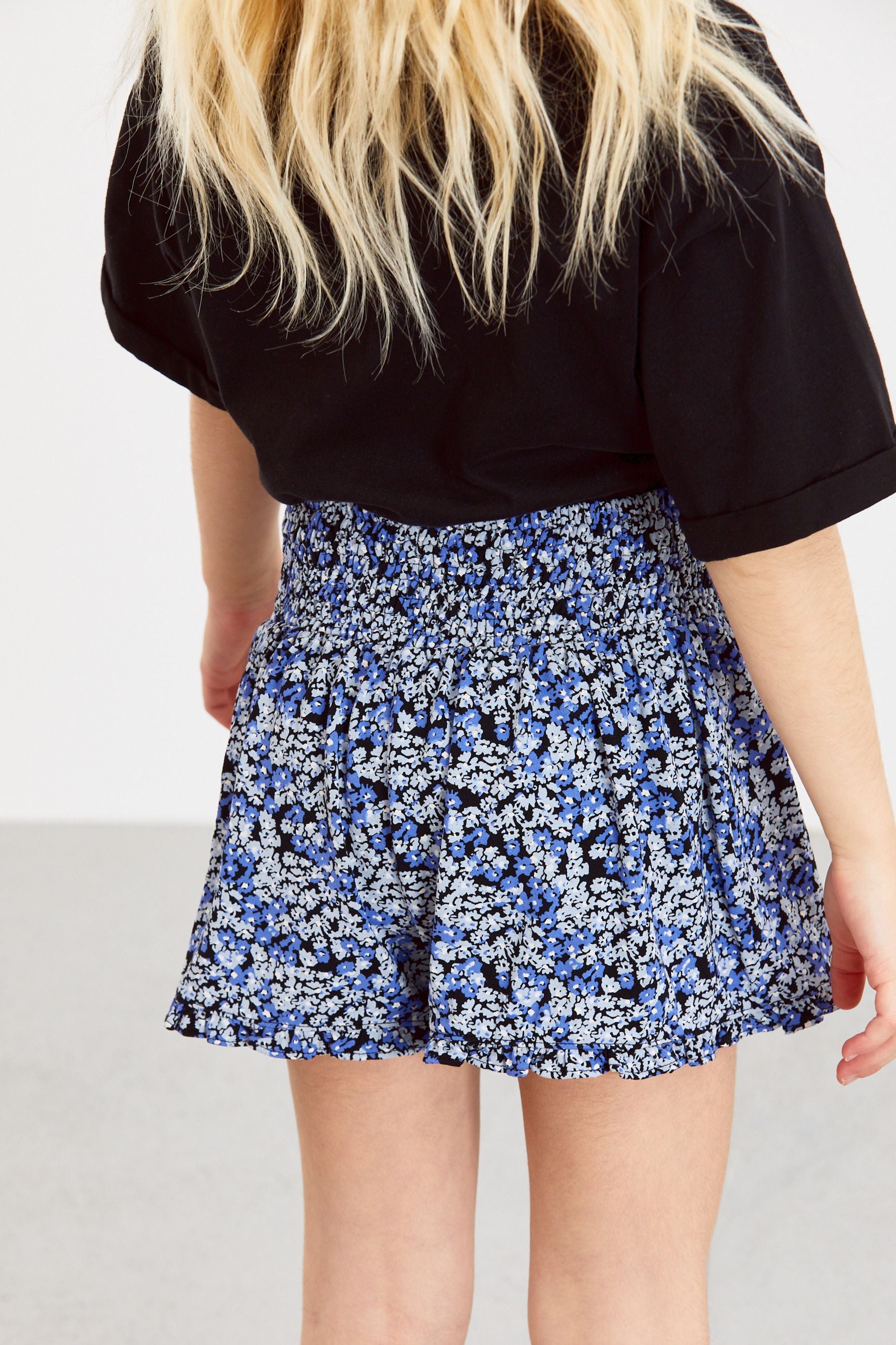 Blue Floral Print Shorts (3-16yrs)