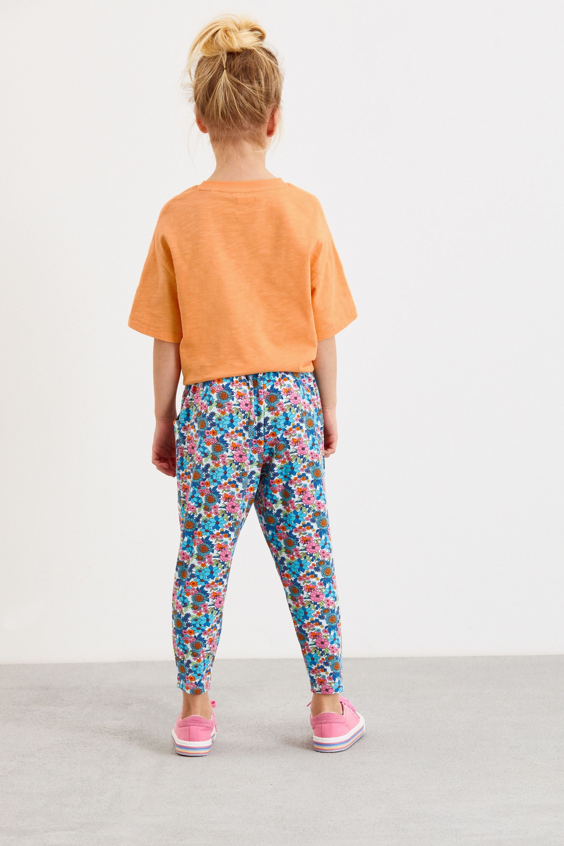 Summer Floral Print Jersey Stretch Slouch Trousers (3-16yrs)