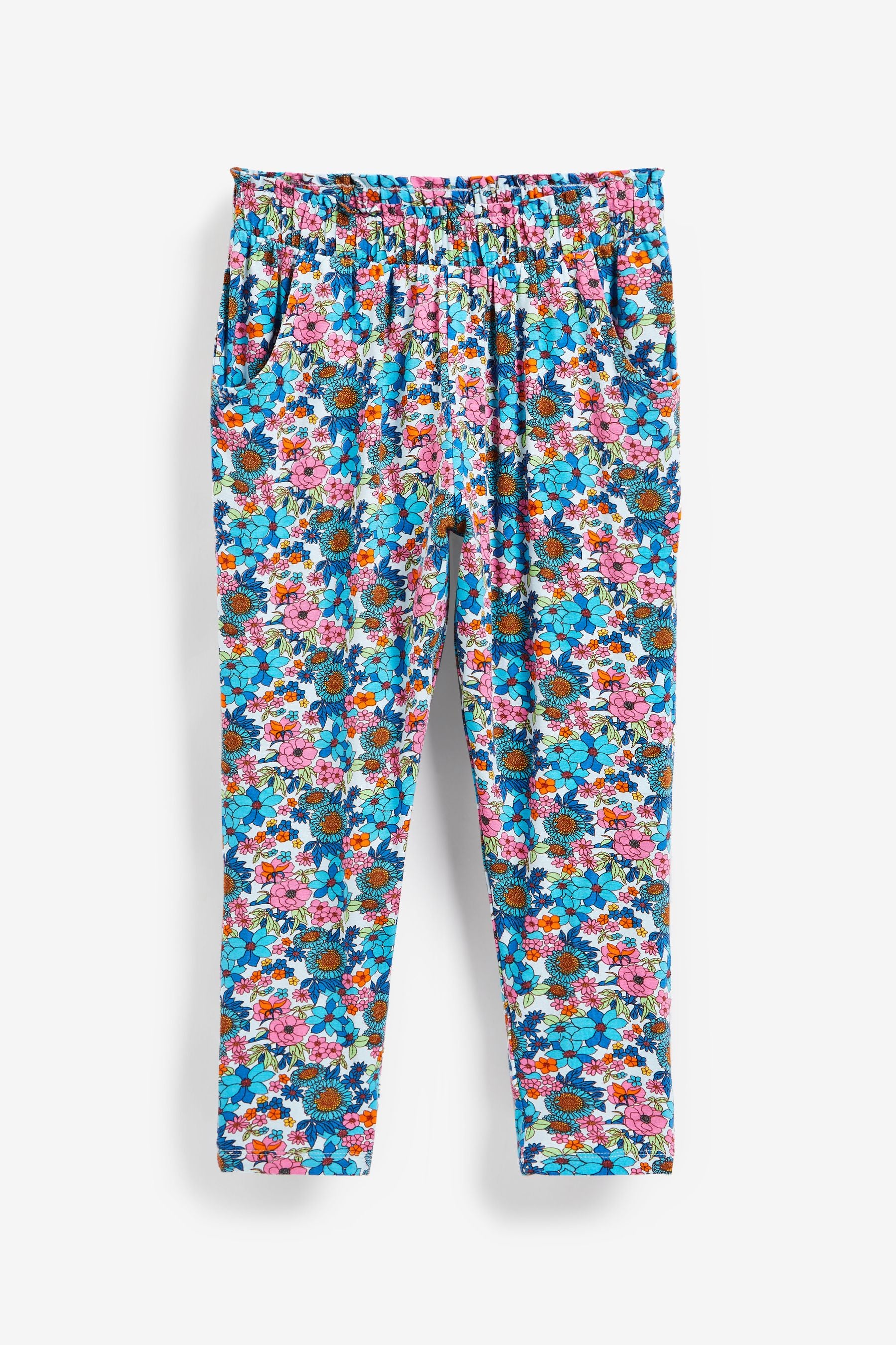 Summer Floral Print Jersey Stretch Slouch Trousers (3-16yrs)