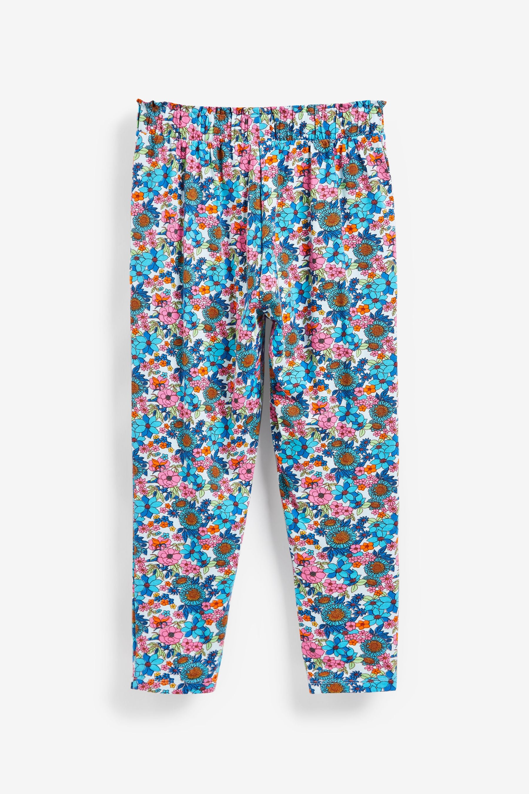 Summer Floral Print Jersey Stretch Slouch Trousers (3-16yrs)