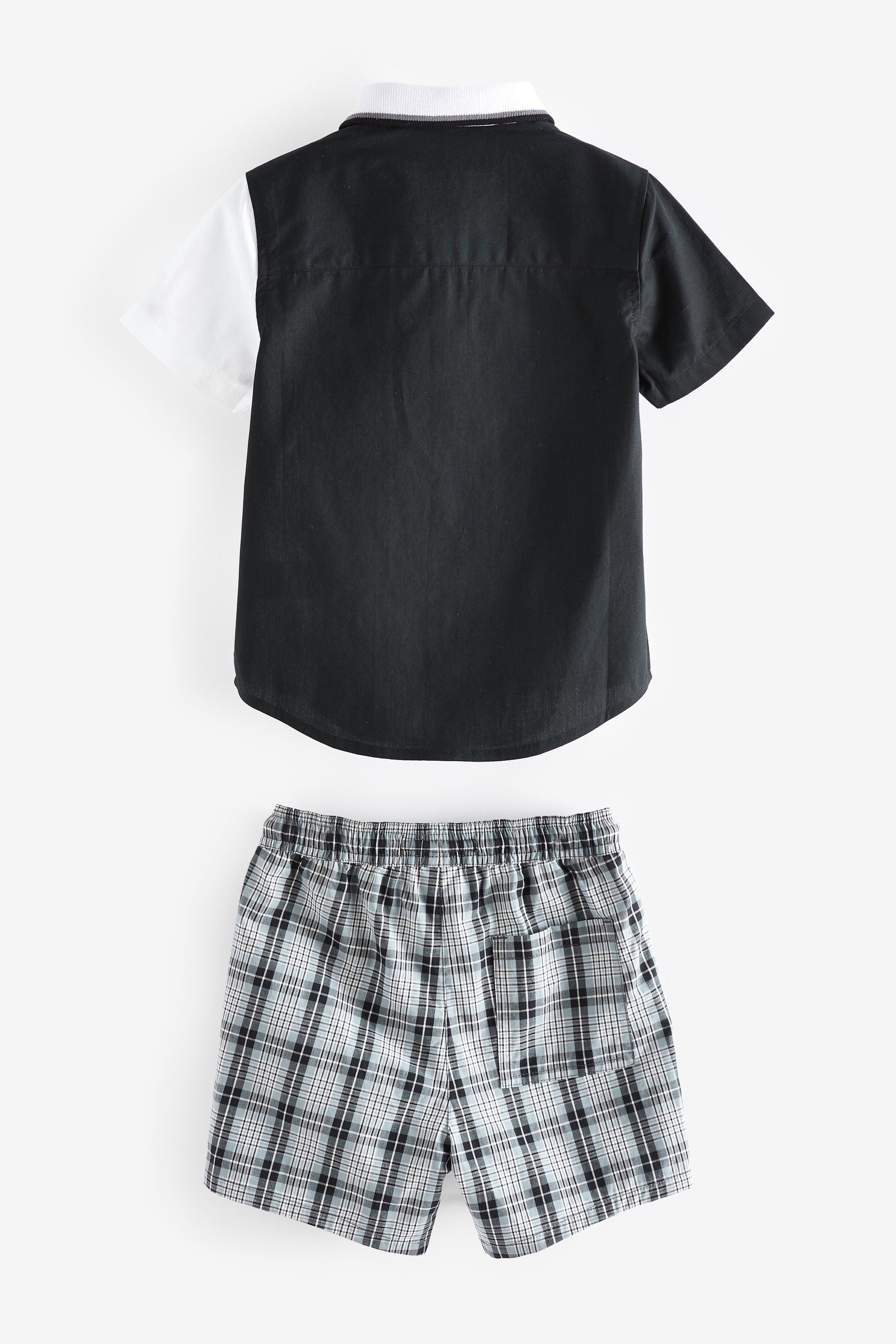 Monochrome Check Shirt & Short Set SS Splice Check Shirt (3mths-12yrs)