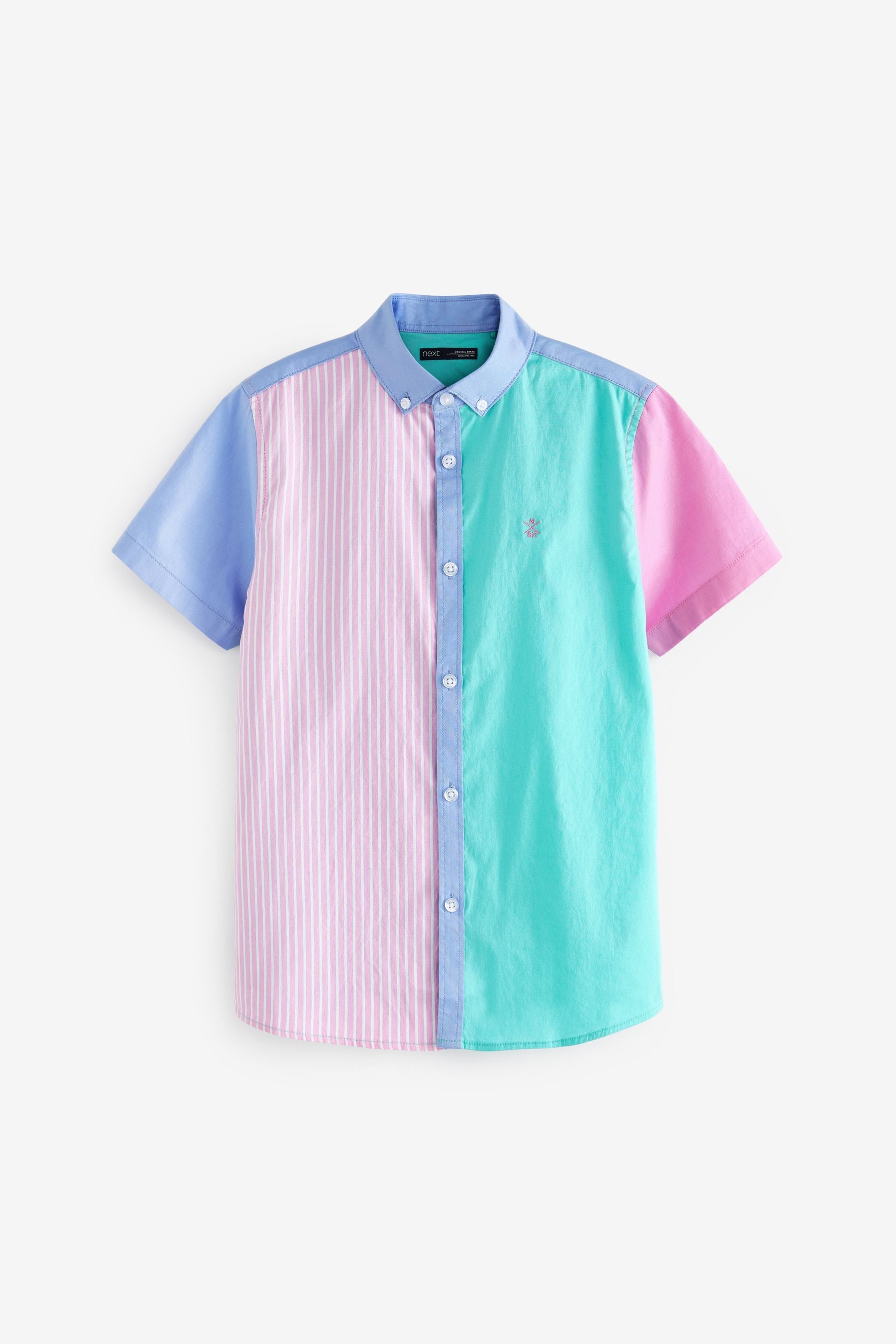 Multi Bright Spliced Short Sleeve Oxford Shirt (3-16yrs)