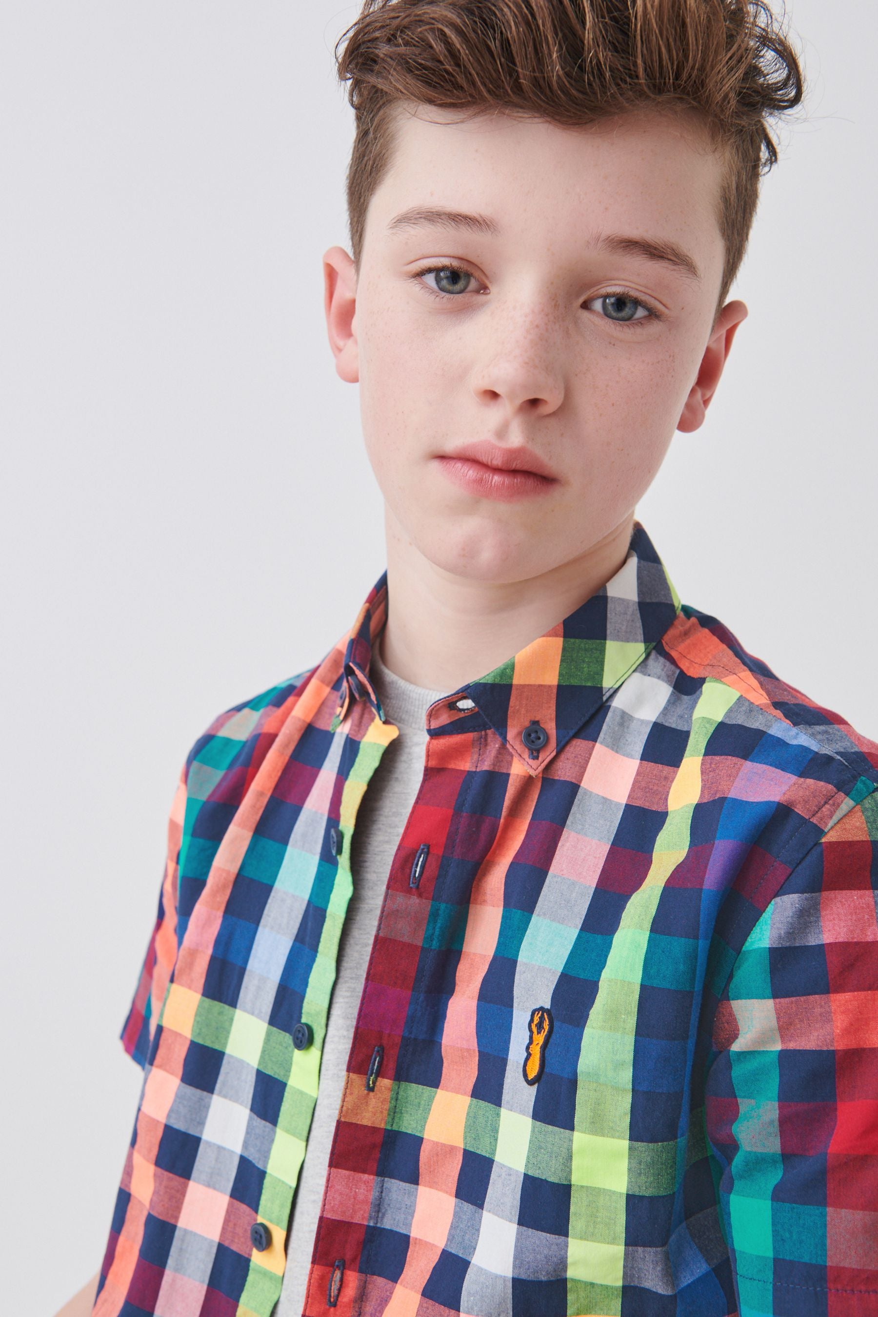 Multi Short Sleeve Check Shirt (3-16yrs)