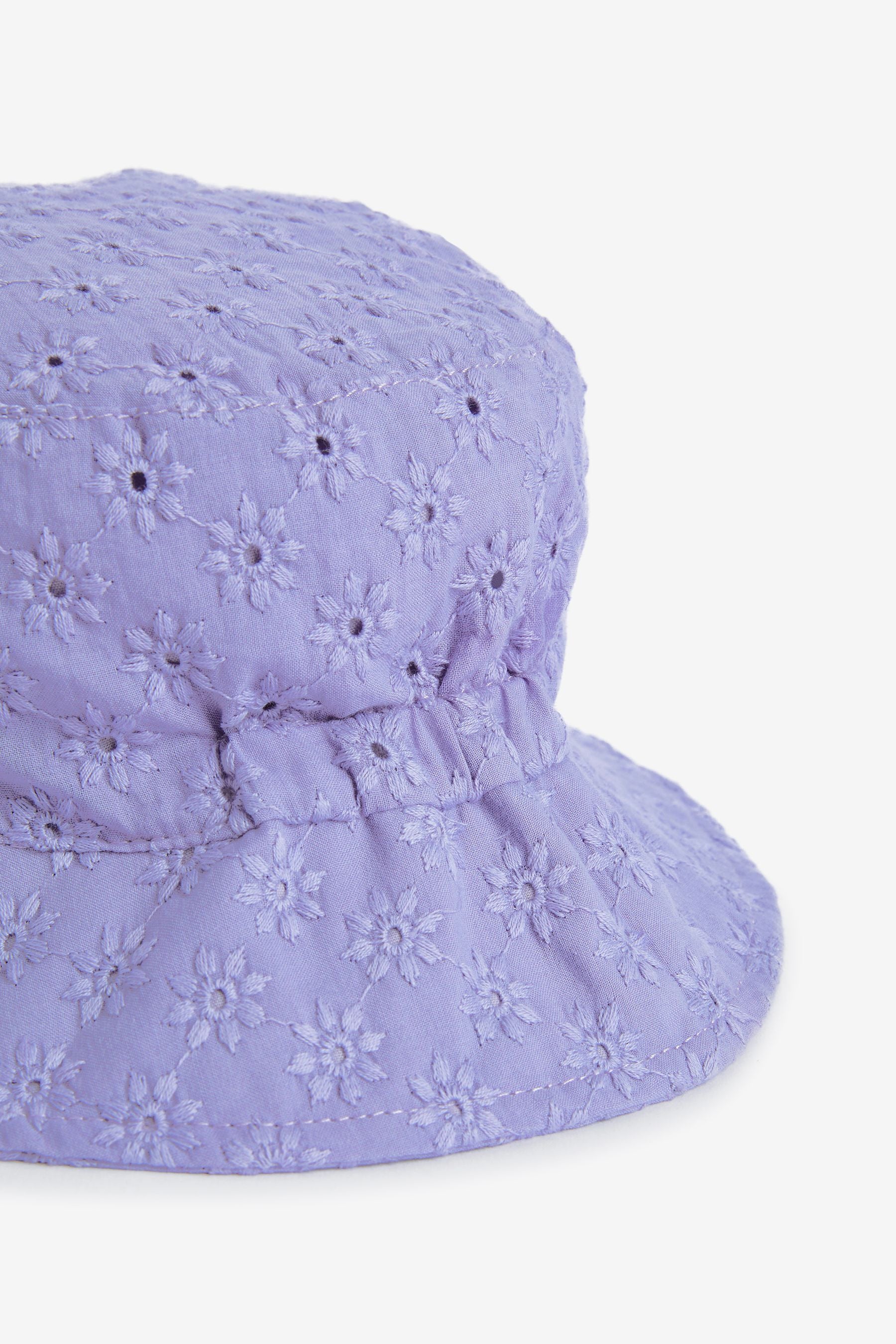 Lilac Purple/Mint Green 2 Pack Broderie Bucket Hats (3mths-6yrs)