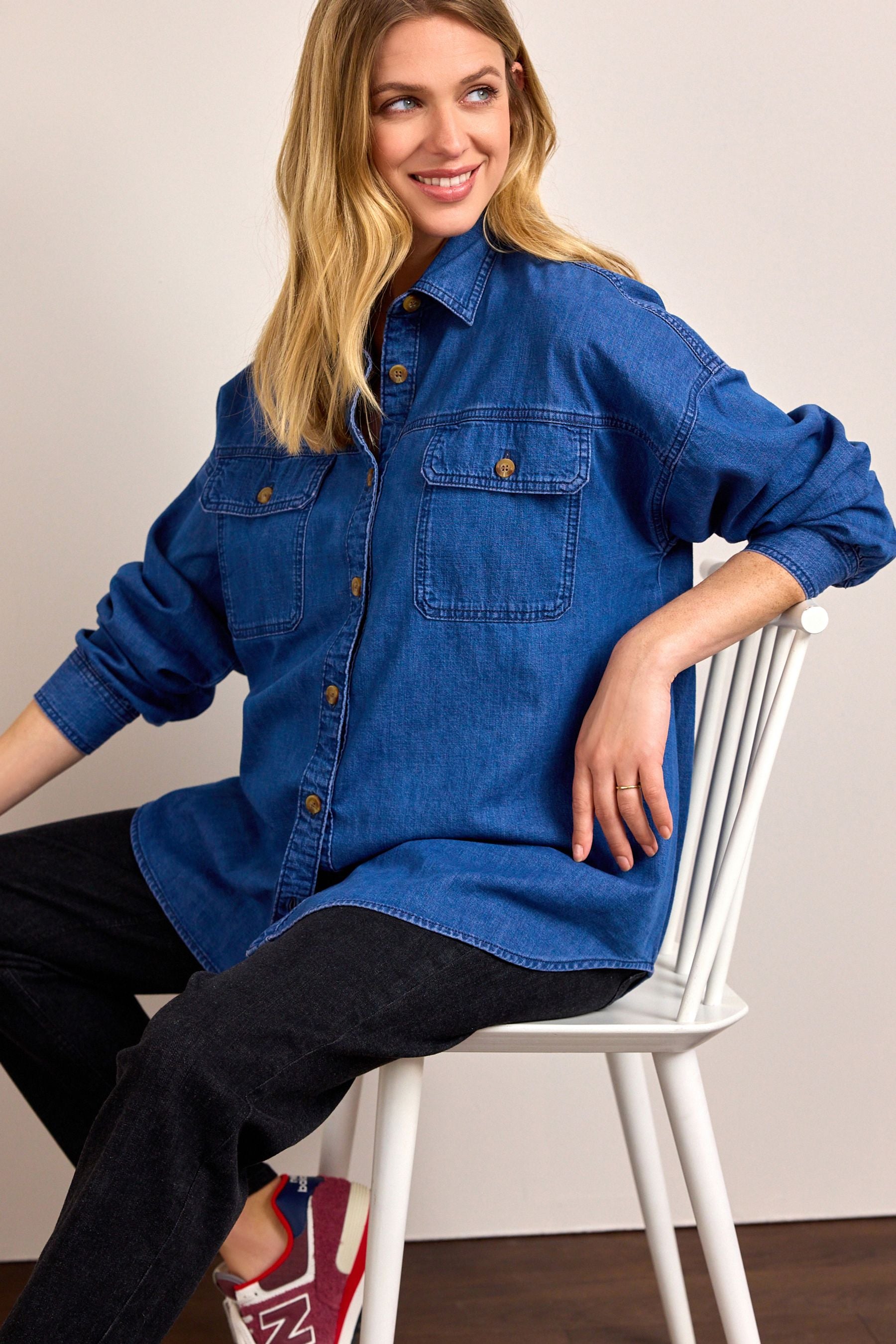 Dark Blue Denim Maternity/Nursing Oversize Denim Shirt