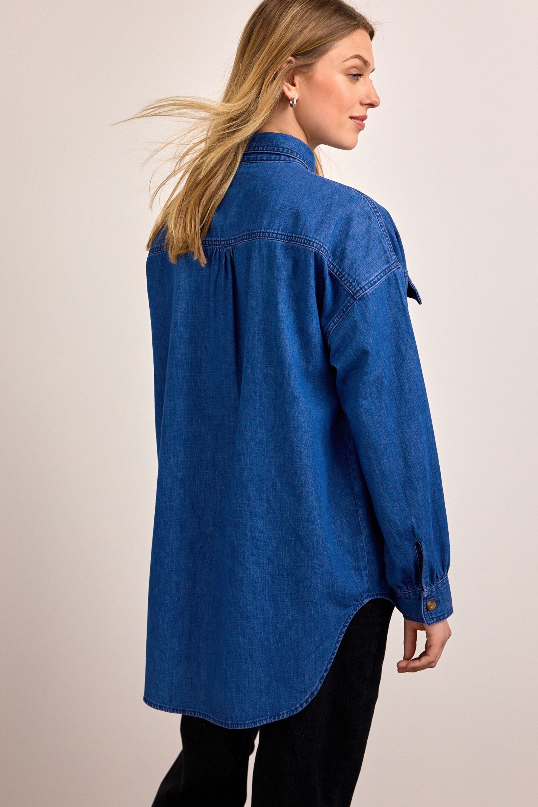 Dark Blue Denim Maternity/Nursing Oversize Denim Shirt