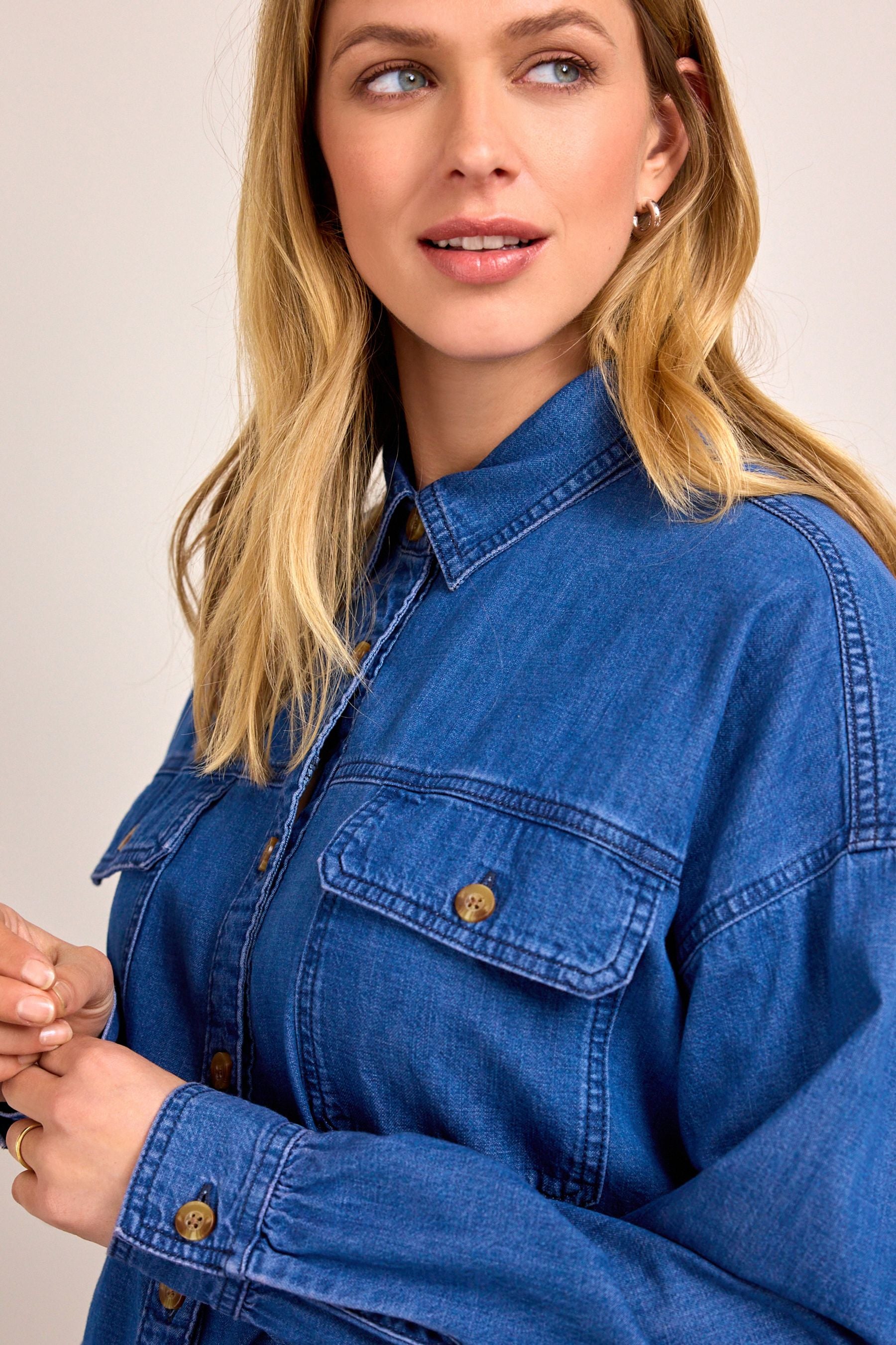 Dark Blue Denim Maternity/Nursing Oversize Denim Shirt