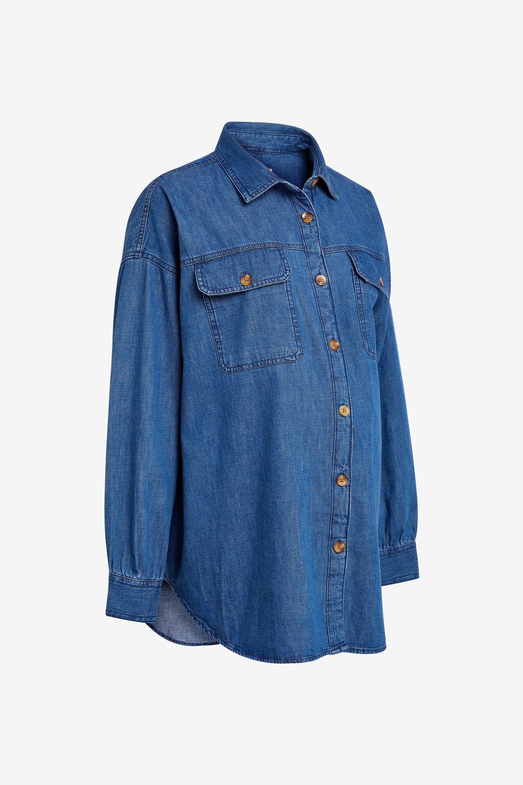 Dark Blue Denim Maternity/Nursing Oversize Denim Shirt