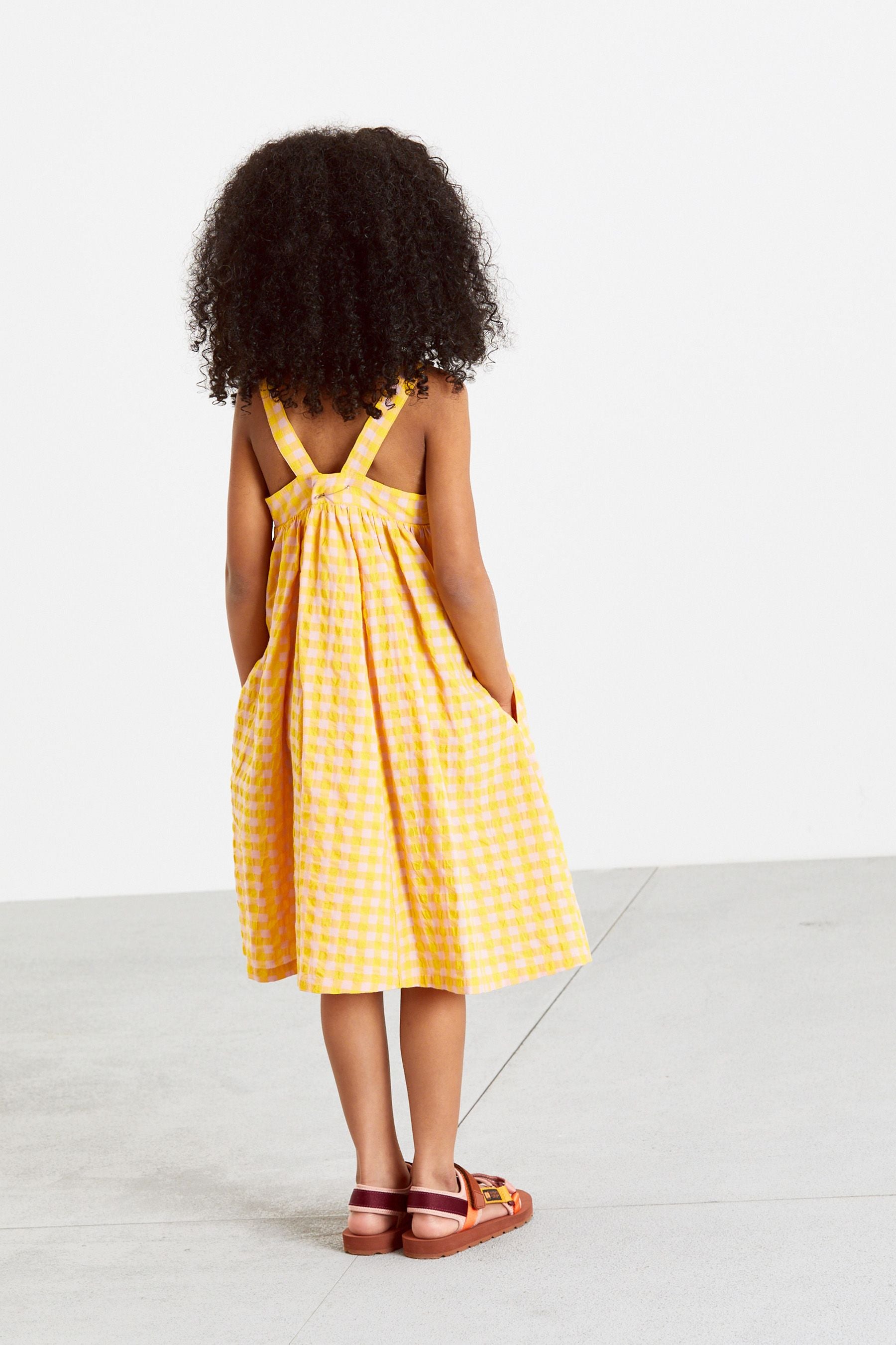 Yellow Gingham Cotton Trapeze Sundress (3-16yrs)