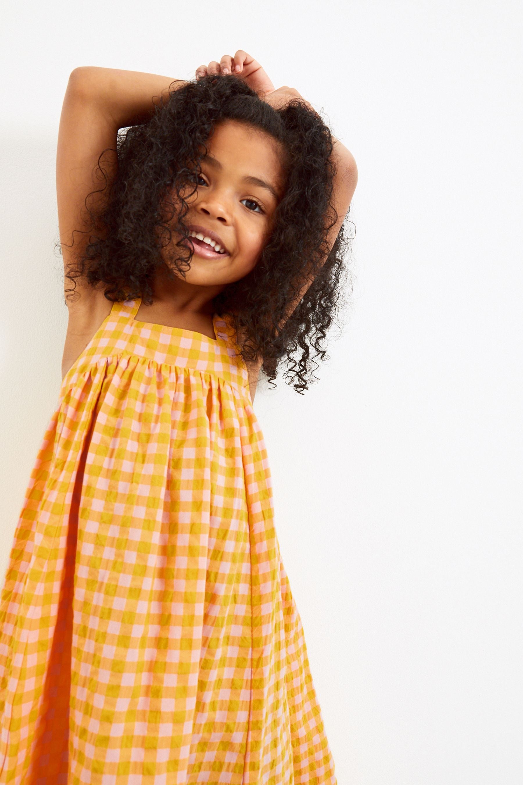 Yellow Gingham Cotton Trapeze Sundress (3-16yrs)