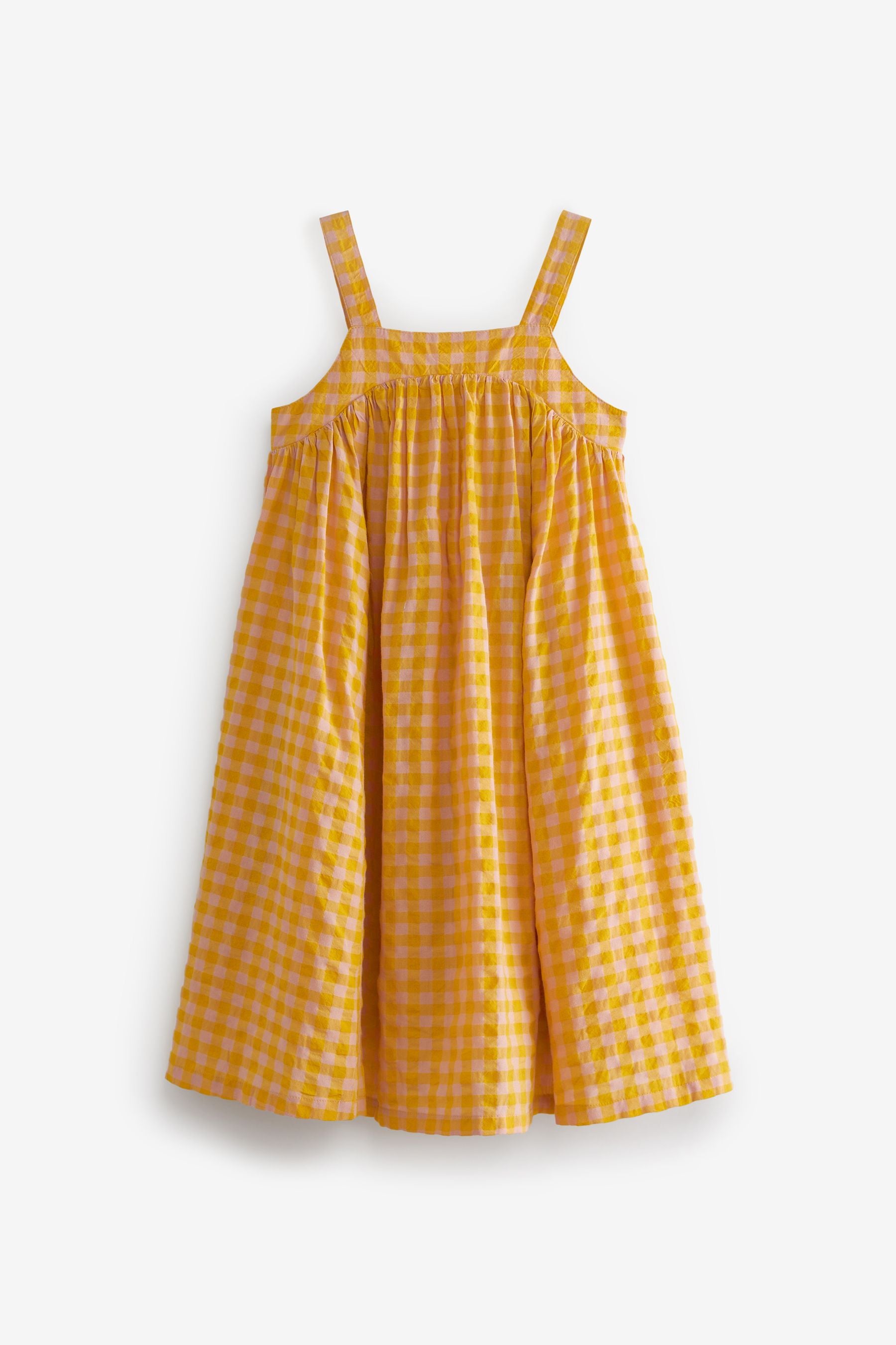 Yellow Gingham Cotton Trapeze Sundress (3-16yrs)