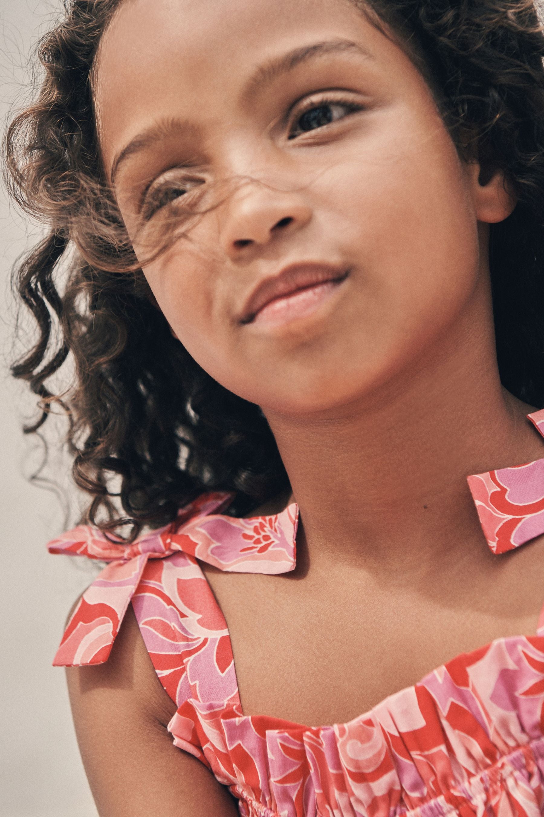 Pink Swirl Print Tie Shoulder Dress (3-16yrs)